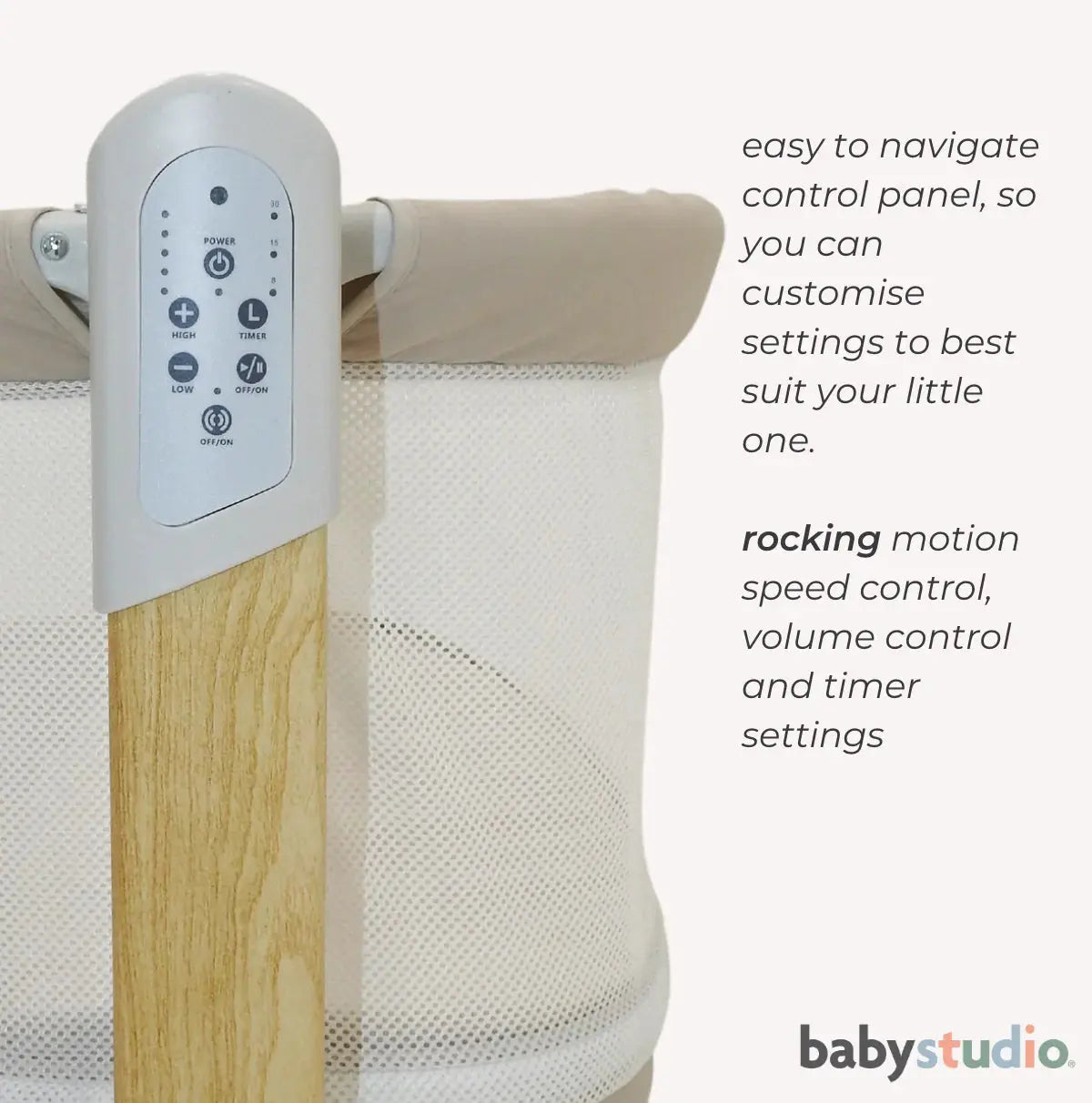 BabyStudio RockabyeV2 - The Soothing Bassinet (Mattress Included)  
