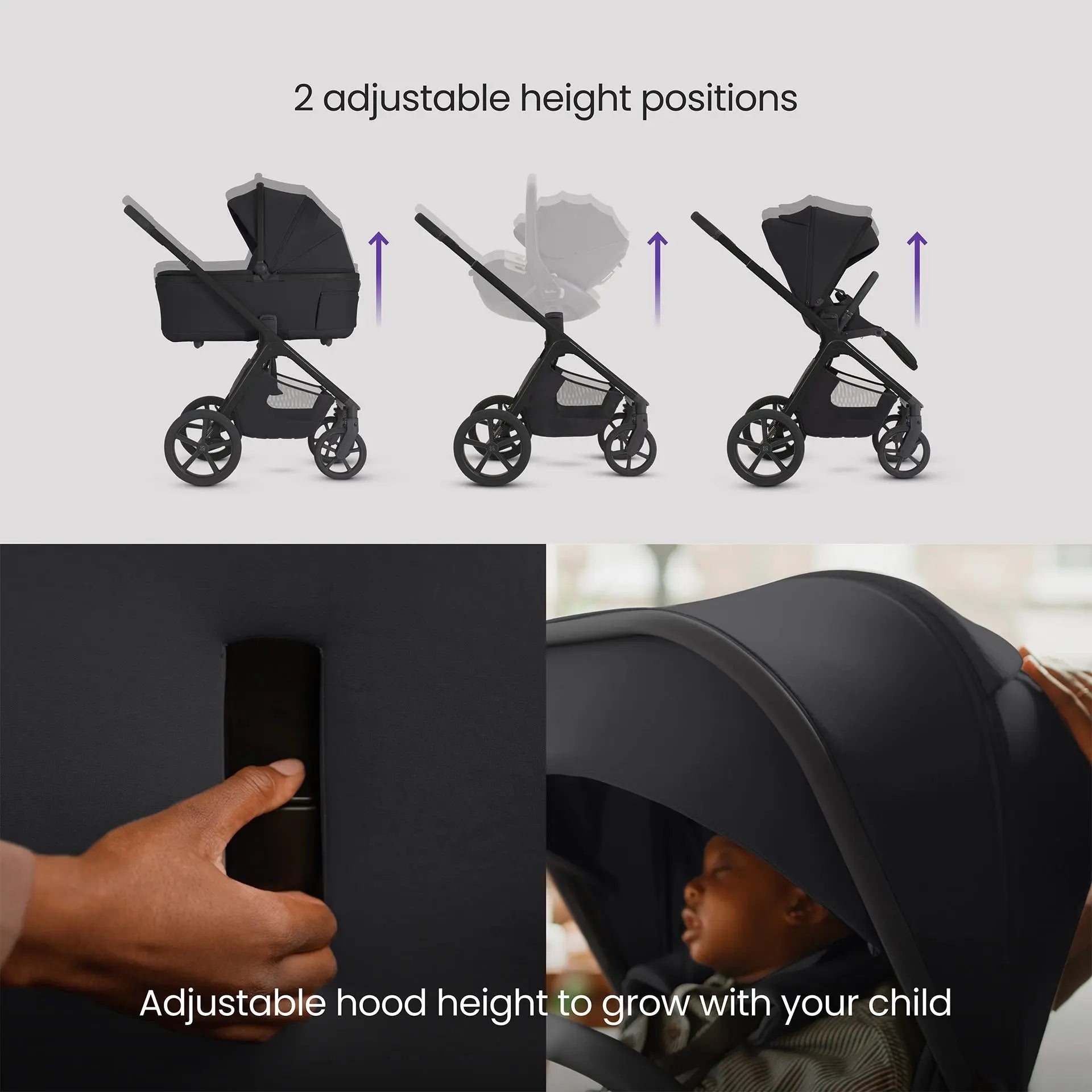 Silver Cross Cove 2 Onyx — forward-facing seat position with UPF50+ sun hood extended