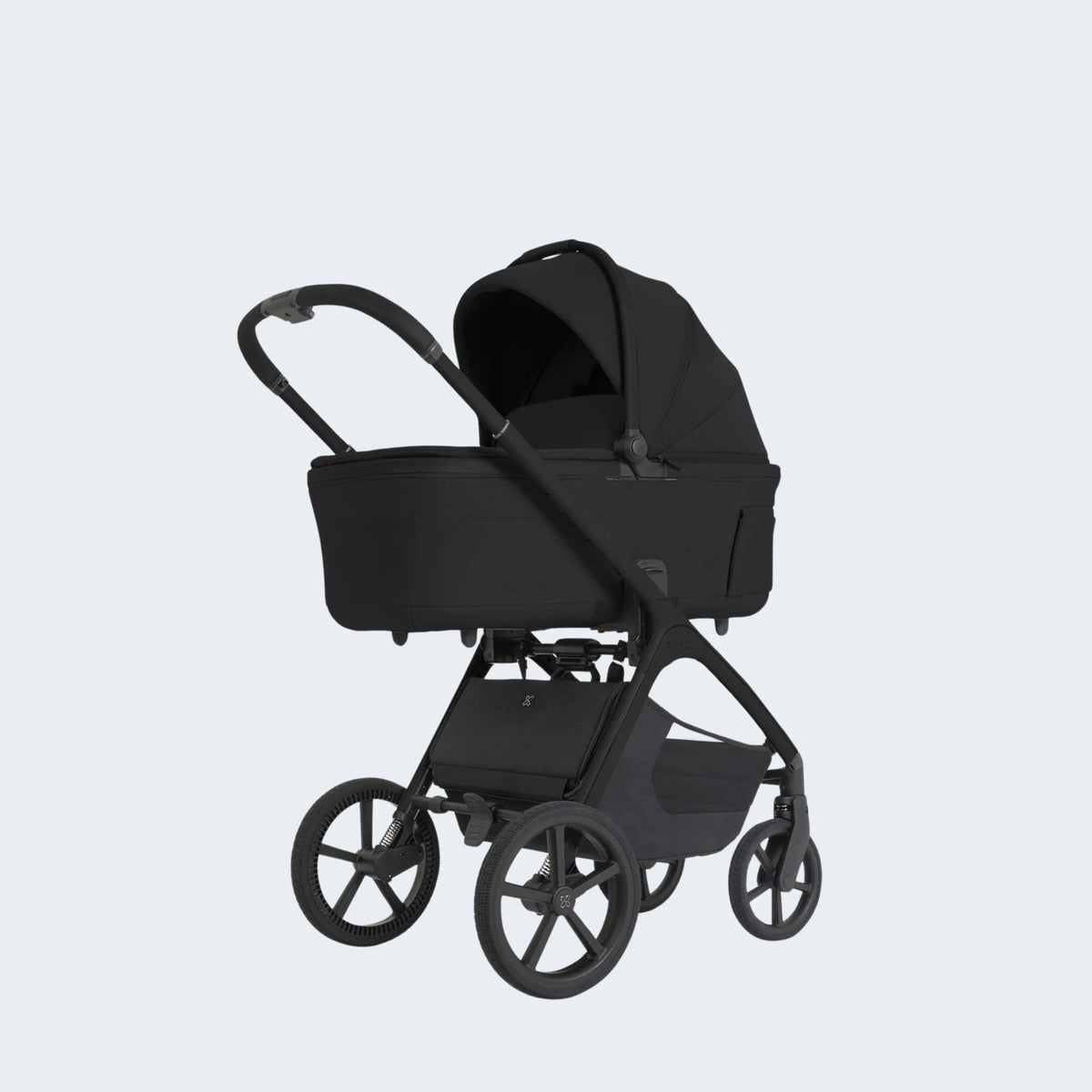 Silver Cross Cove 2 pram folded flat — Genius™Fold one-hand self-standing fold
