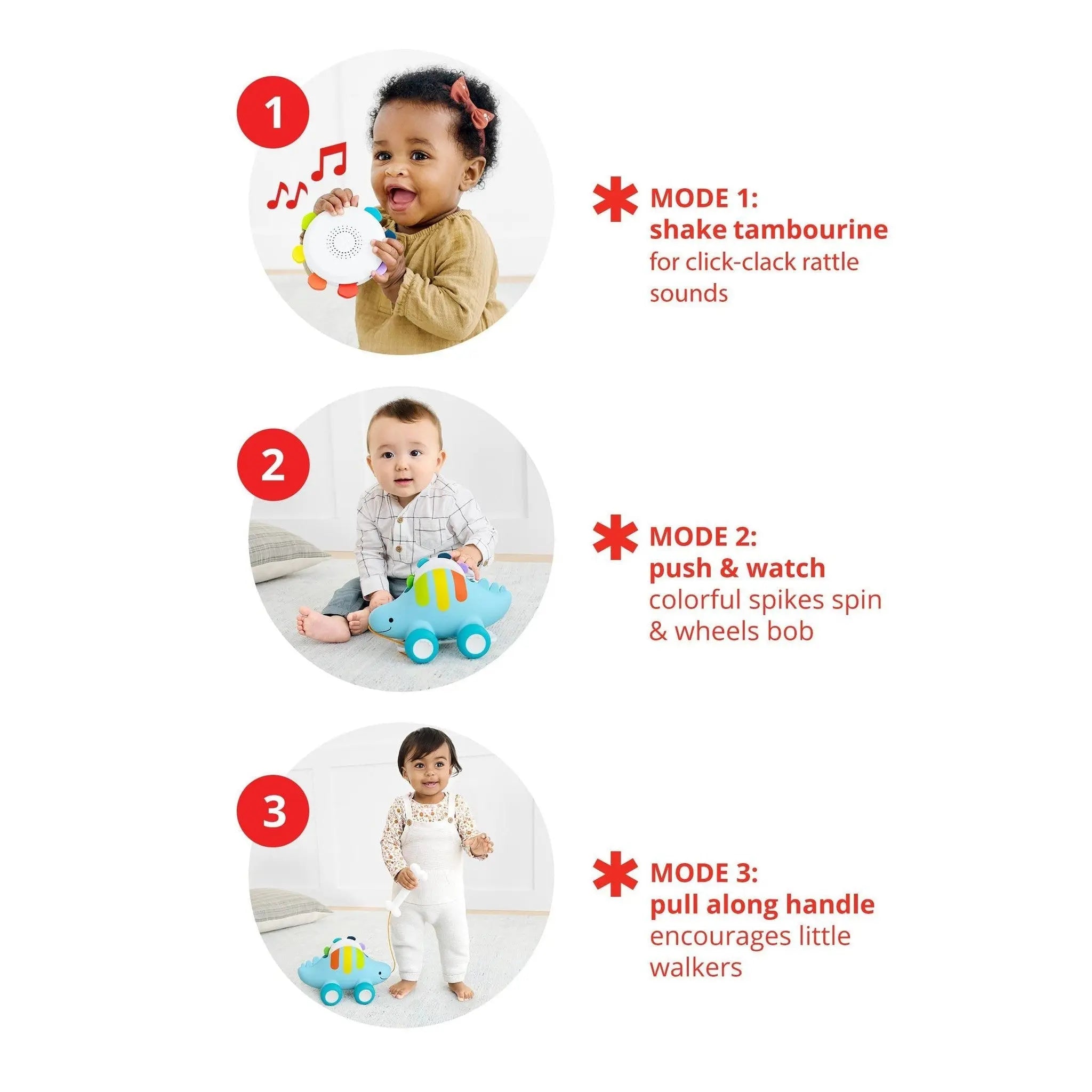 Skip Hop Explore & More Dinosaur 3-in-1 Musical Pull Toy