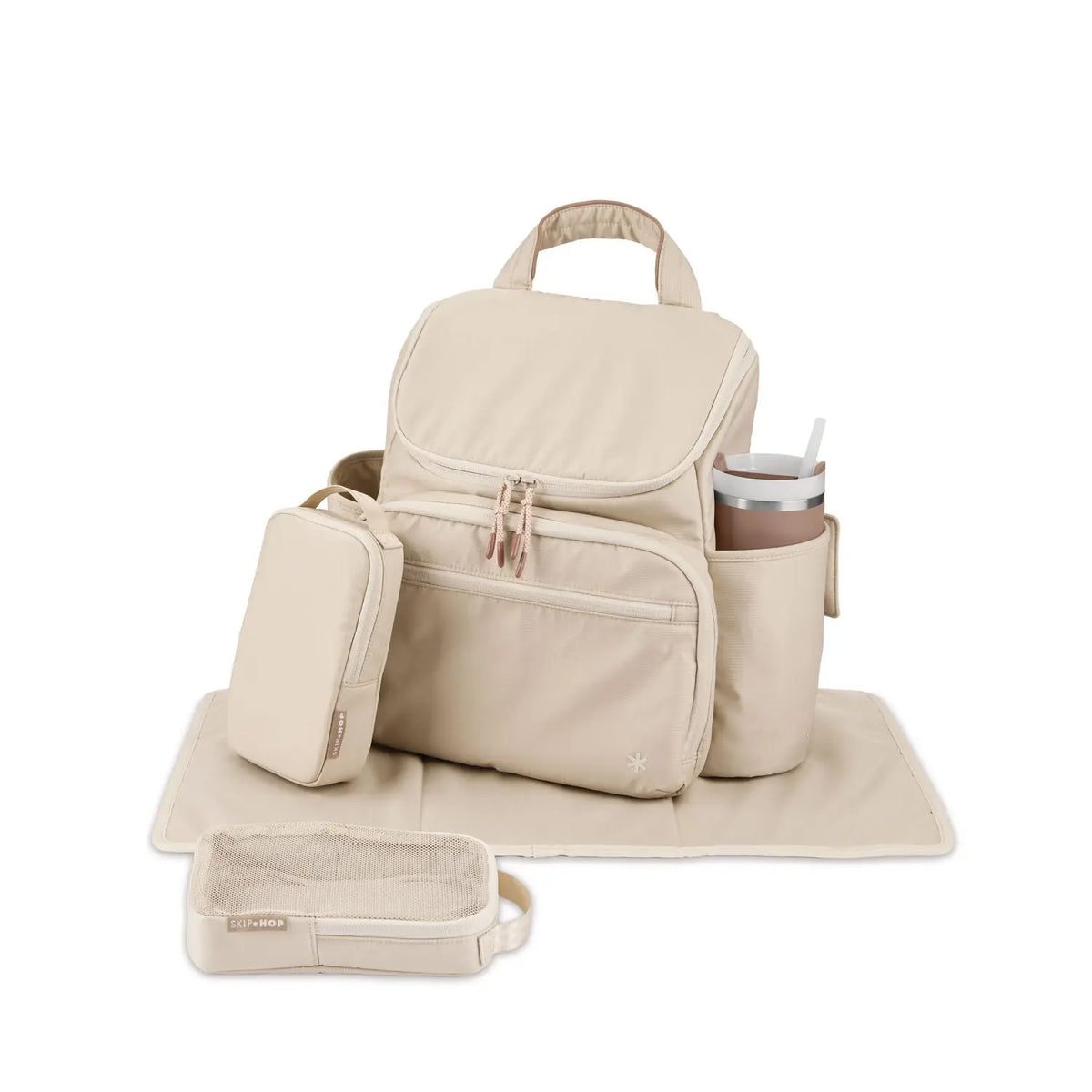 Skip Hop Forma Next nappy backpack Oat, adjustable bottle pocket