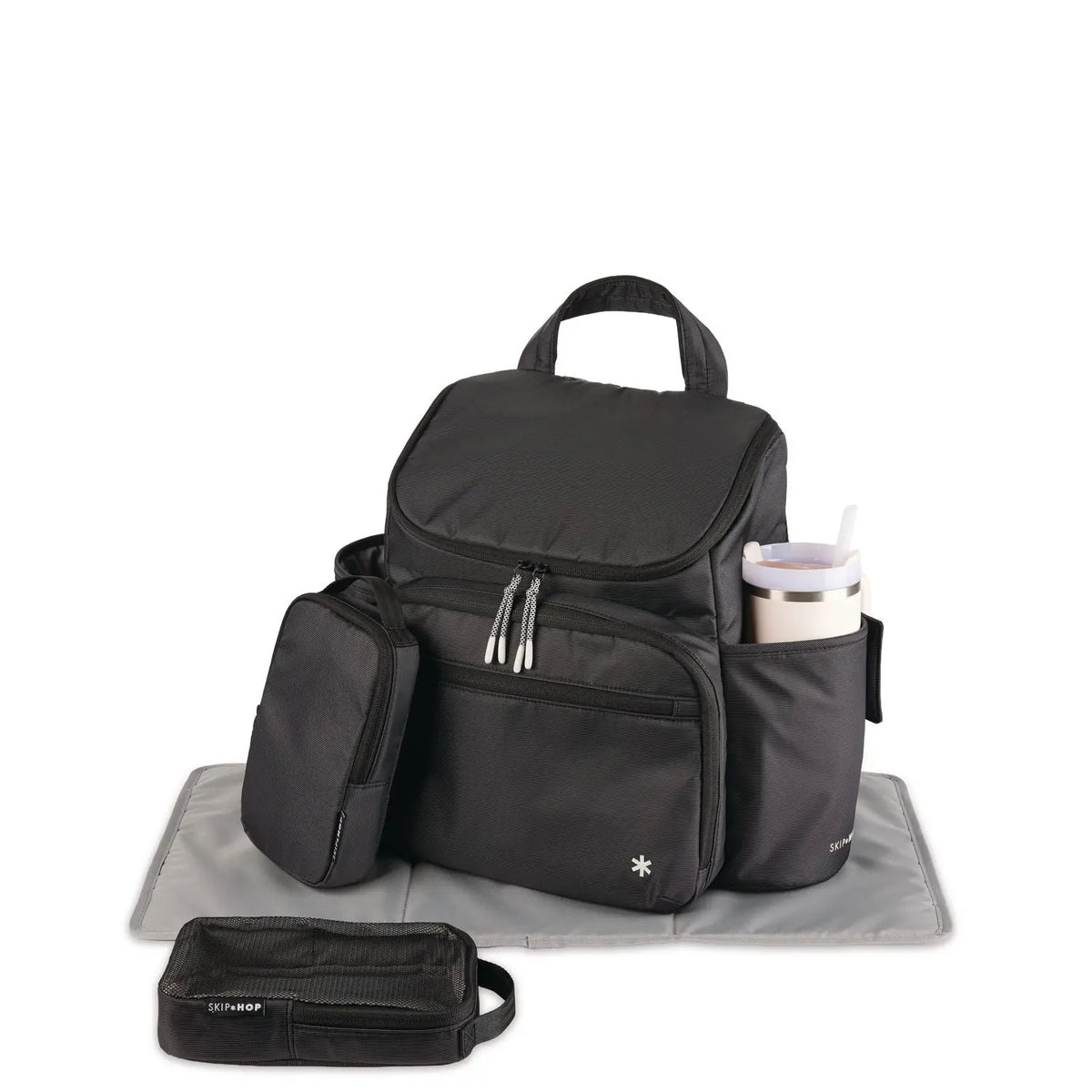 Skip Hop Forma Next nappy backpack Black, adjustable bottle pocket