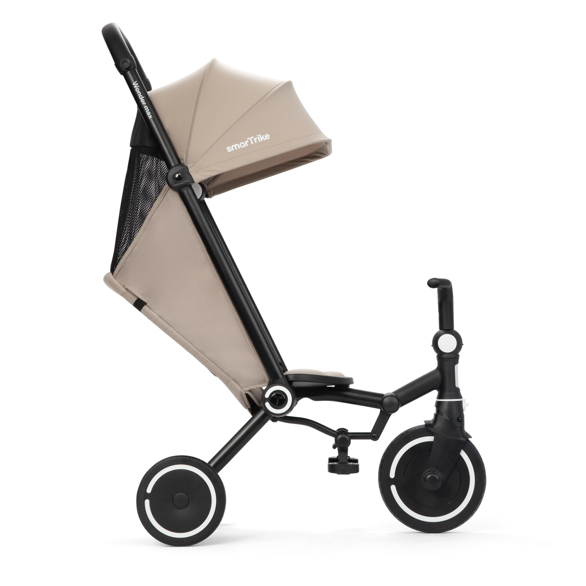 smarTrike Wonder Max Stone Beige in stroller mode, suitable from 6 months with parent steering