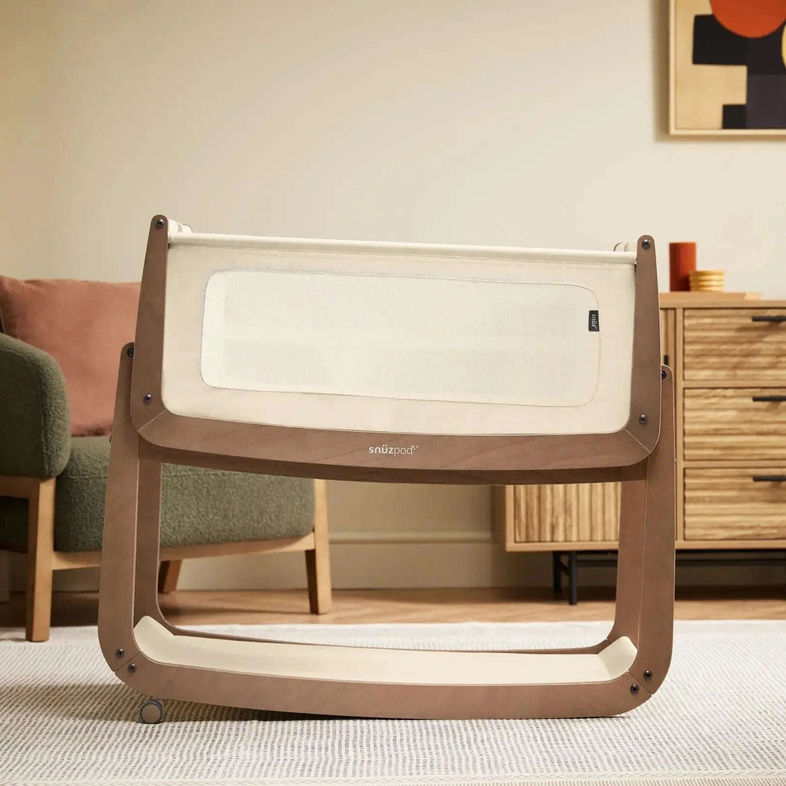 SnuzPod5 Bedside Bassinet - Walnut