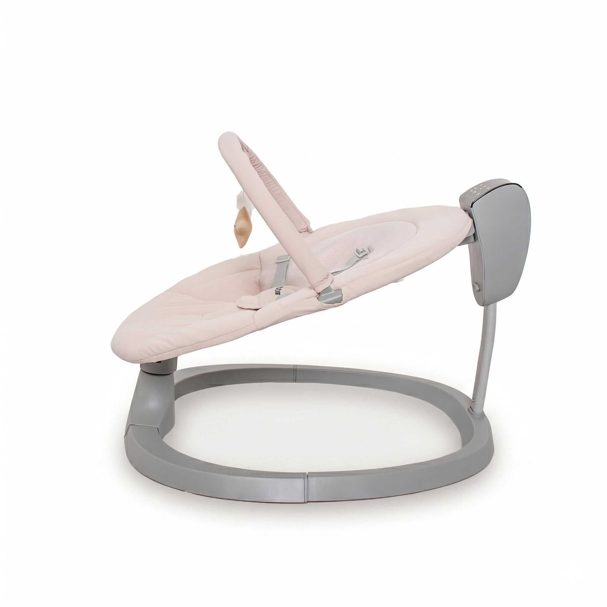 Love N Care Soothe N Swing shown from the front with plush toys attached
