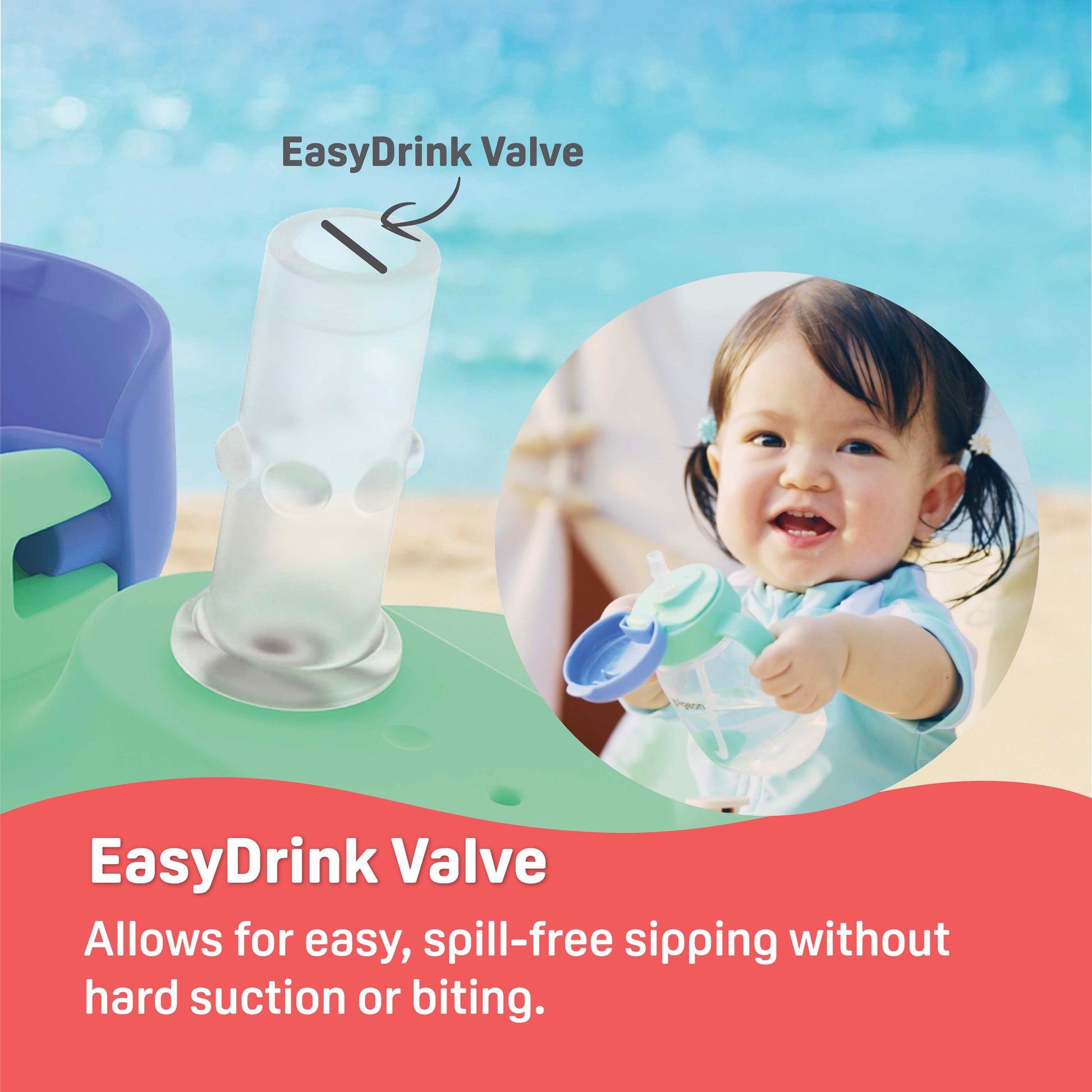 Pigeon StarTouch™ Straw Cup — EasyDrink valve for spill-free sipping without biting
