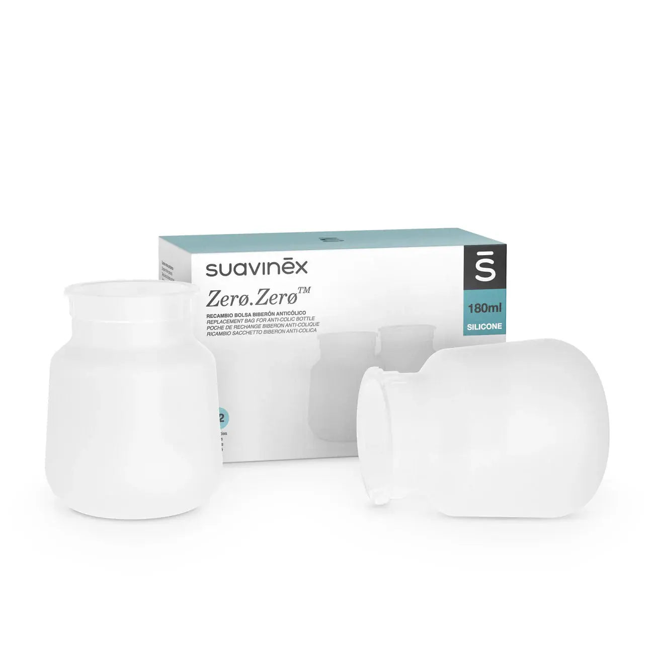 Suavinex Zero Zero Bottle Replacement Anti Colic Silicone Bag 180ml x 2
