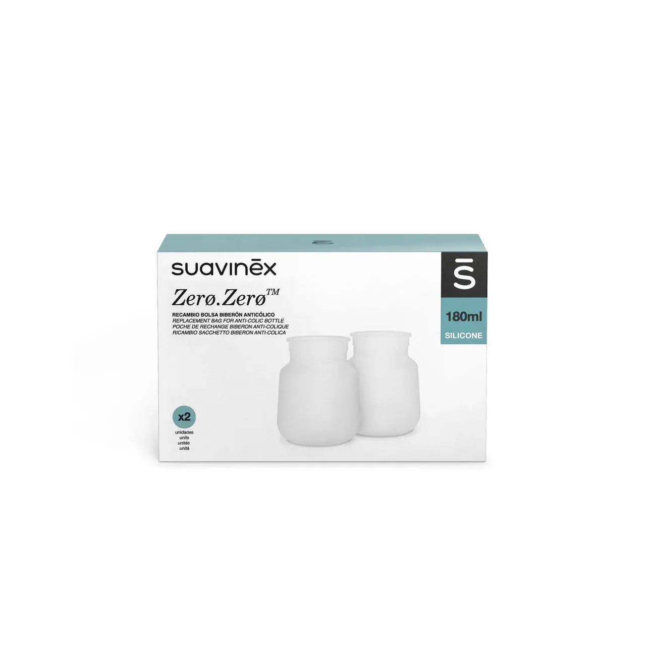 Suavinex Zero Zero Bottle Replacement Anti Colic Silicone Bag 180ml x 2