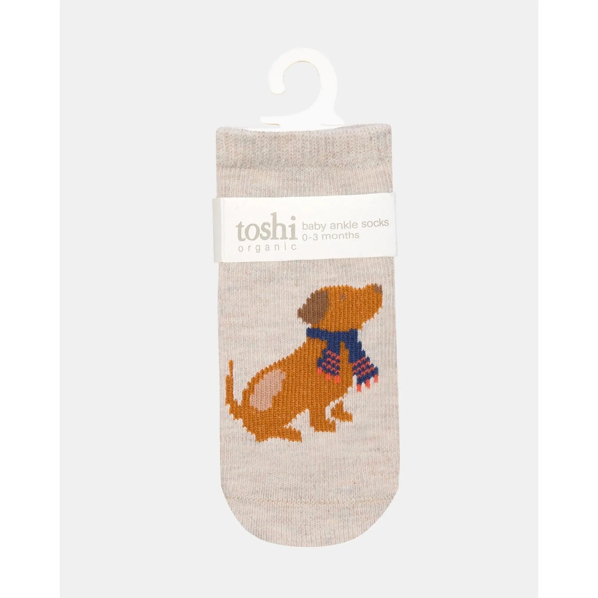 Organic Socks Ankle Jacquard Puppy Dog