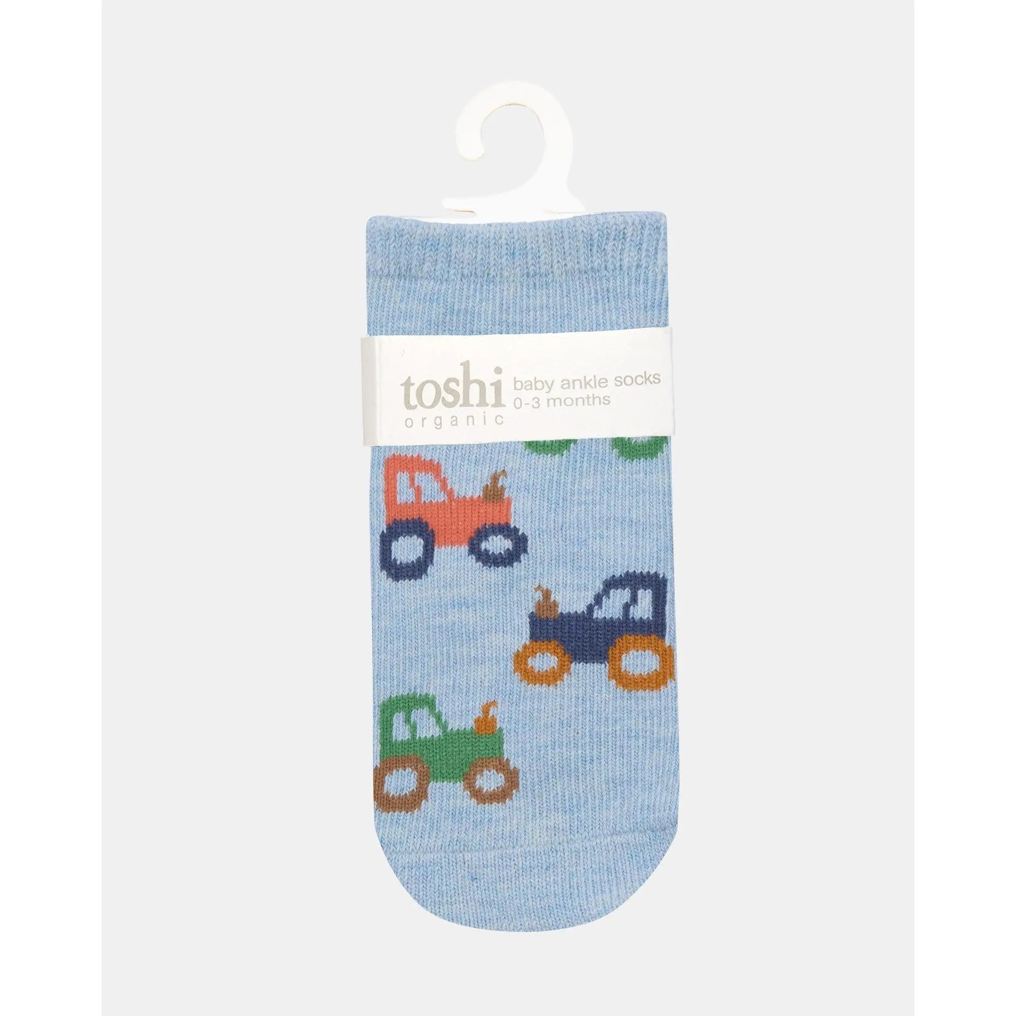 Organic Socks Ankle Jacquard Tiny Tractors