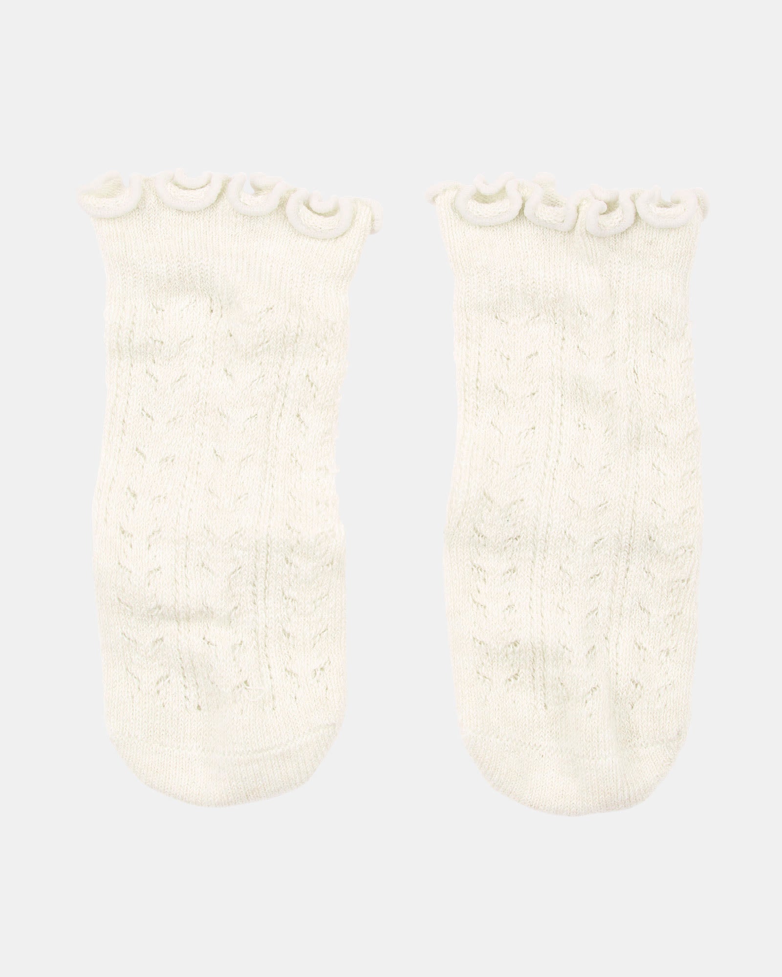 Organic Socks Knee Frilly Lace Cream