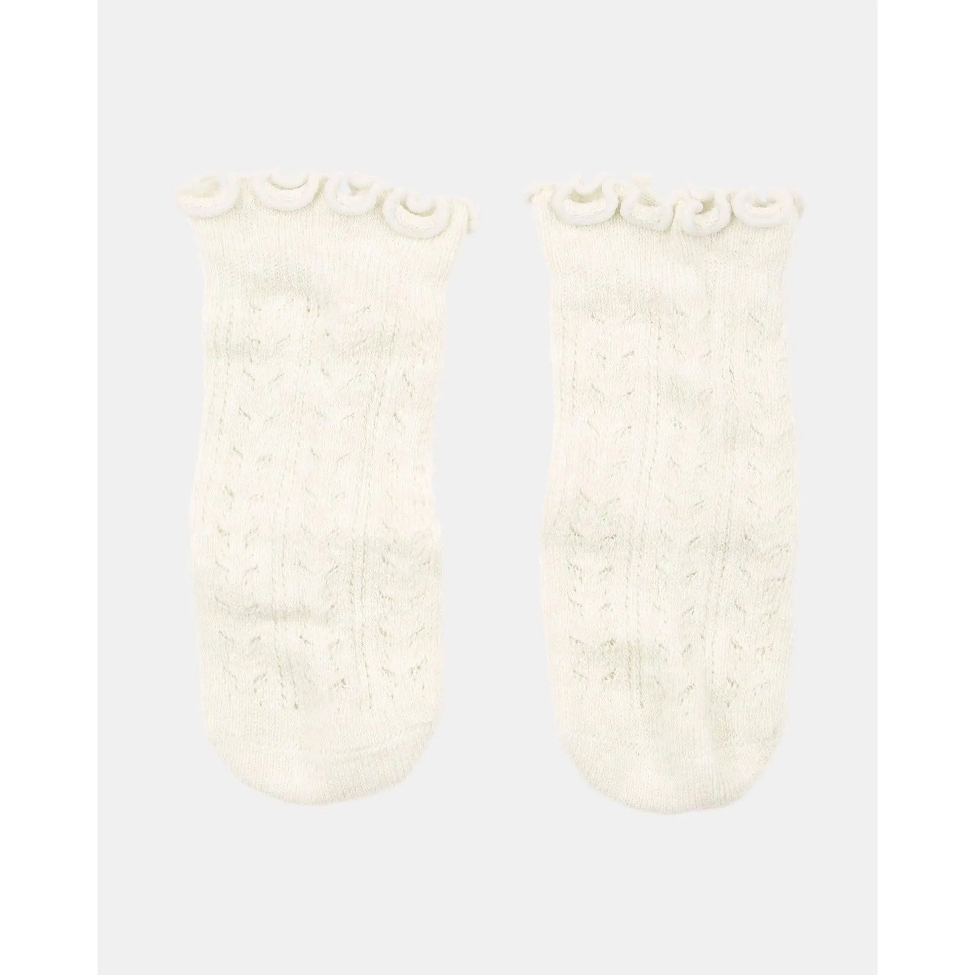 Organic Socks Knee Frilly Lace Cream