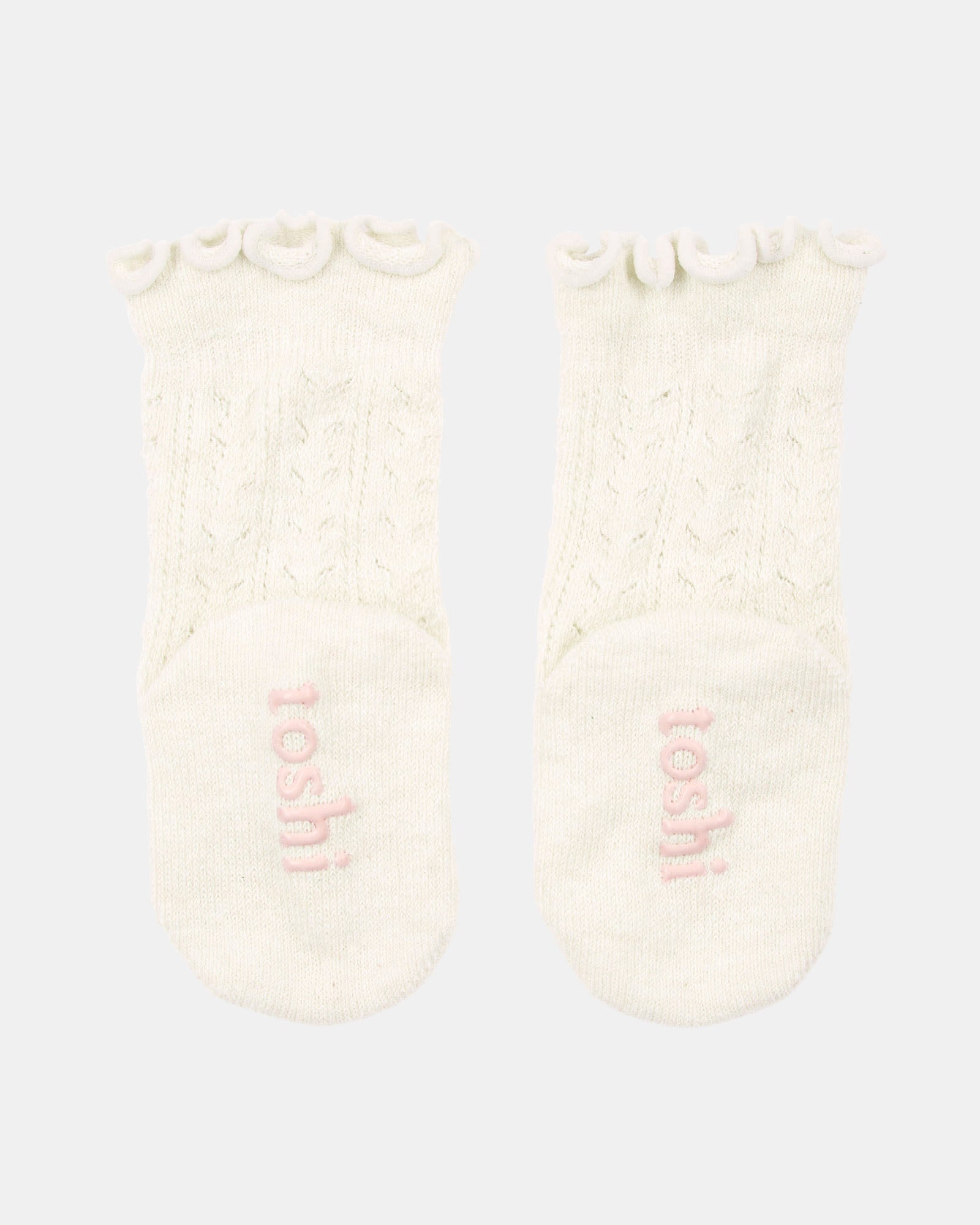 Organic Socks Knee Frilly Lace Cream