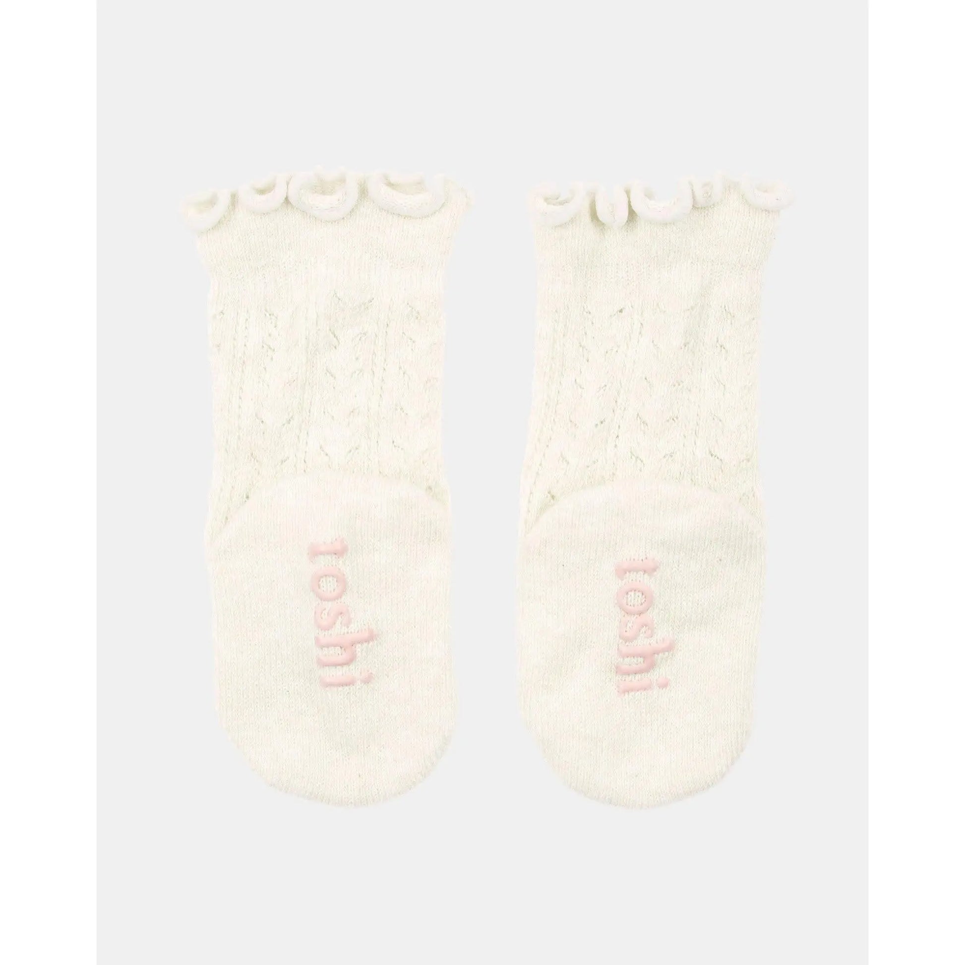 Organic Socks Knee Frilly Lace Cream