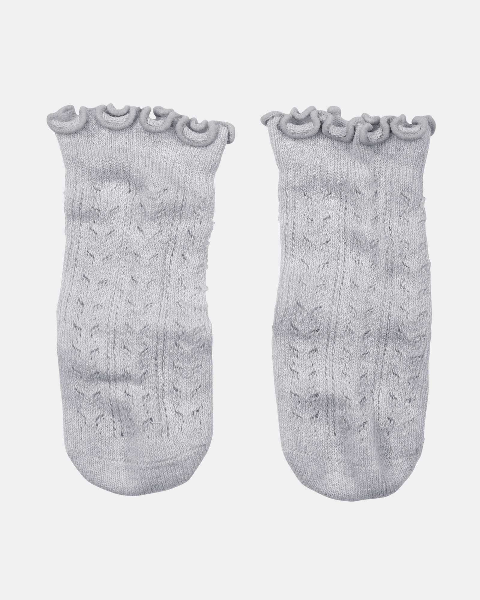 Organic Socks Knee Frilly Lace Fog