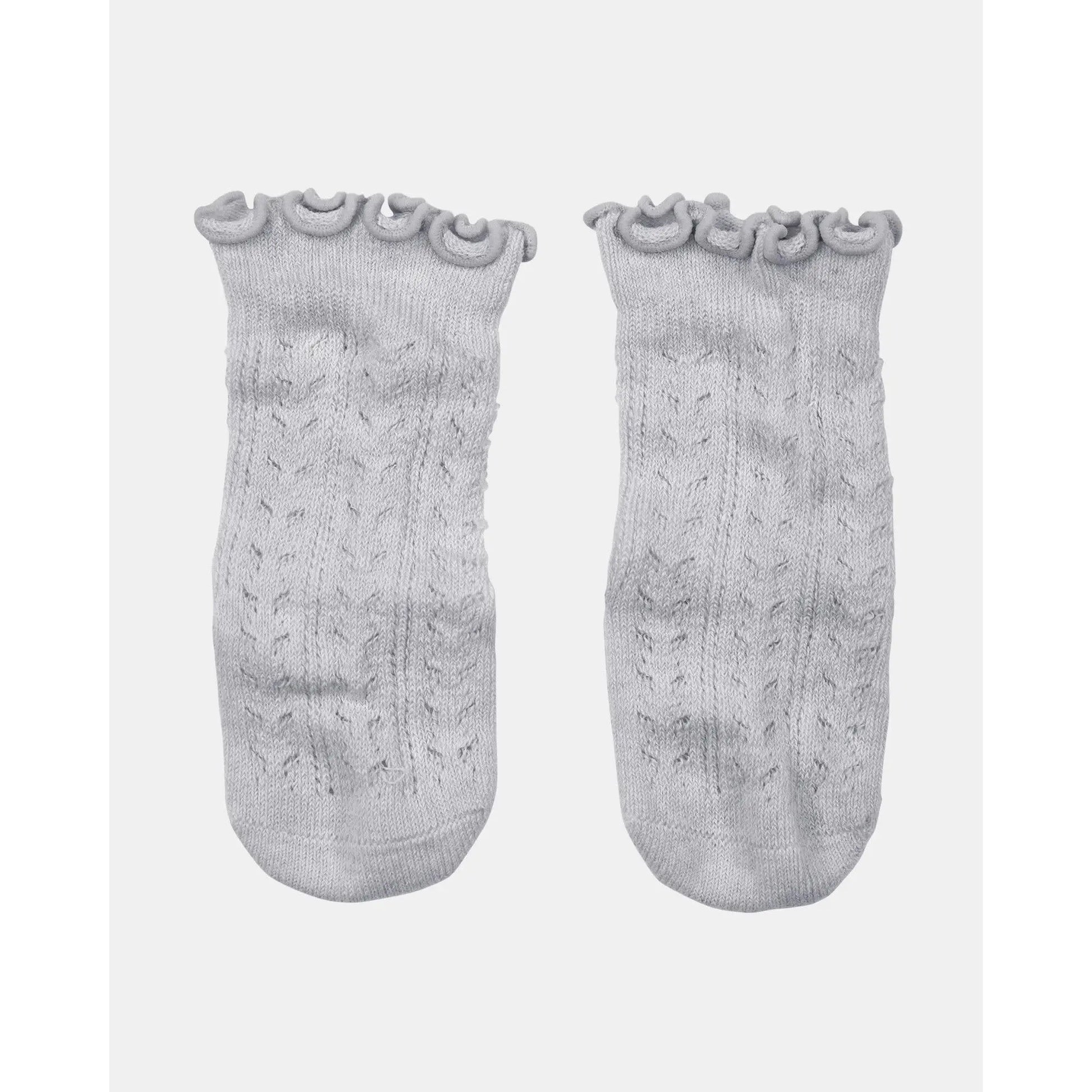 Organic Socks Knee Frilly Lace Fog