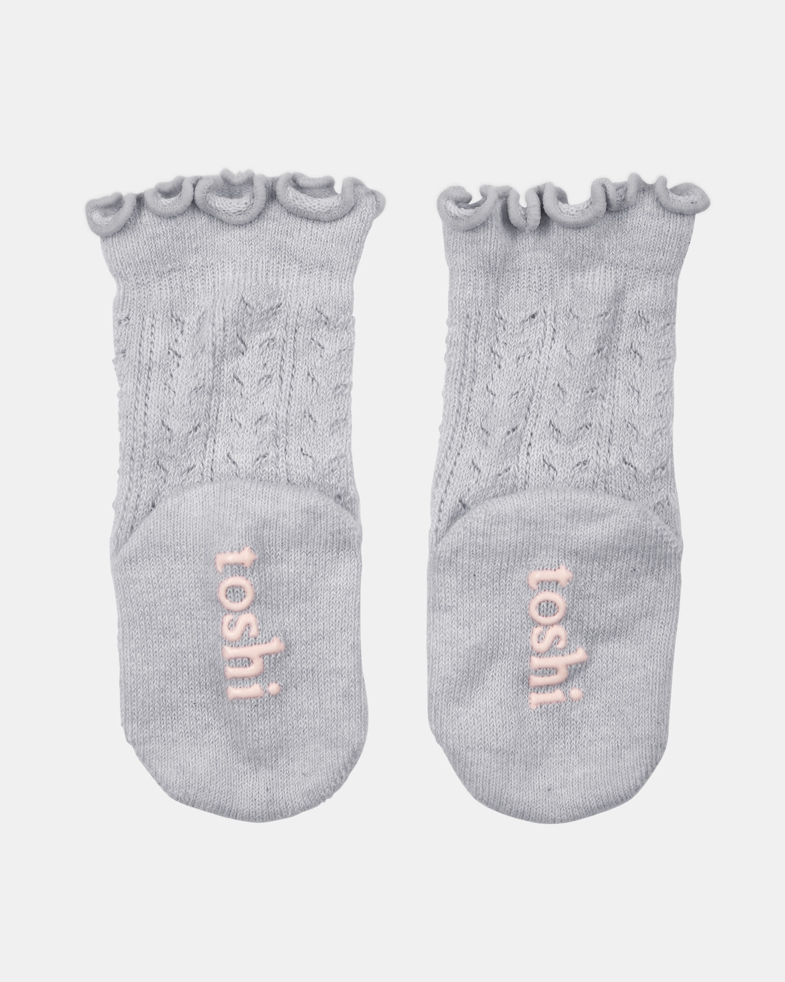 Organic Socks Knee Frilly Lace Fog