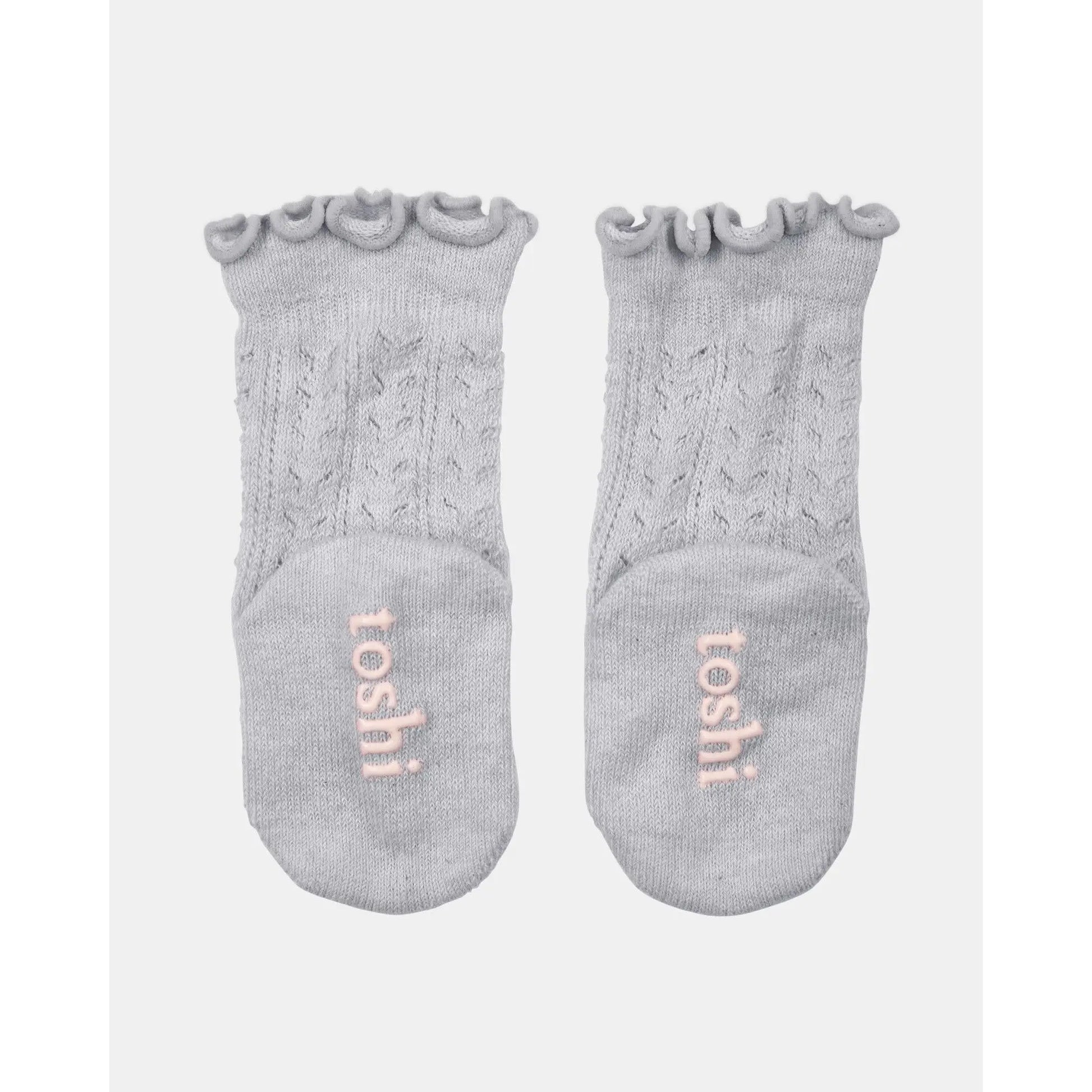 Organic Socks Knee Frilly Lace Fog