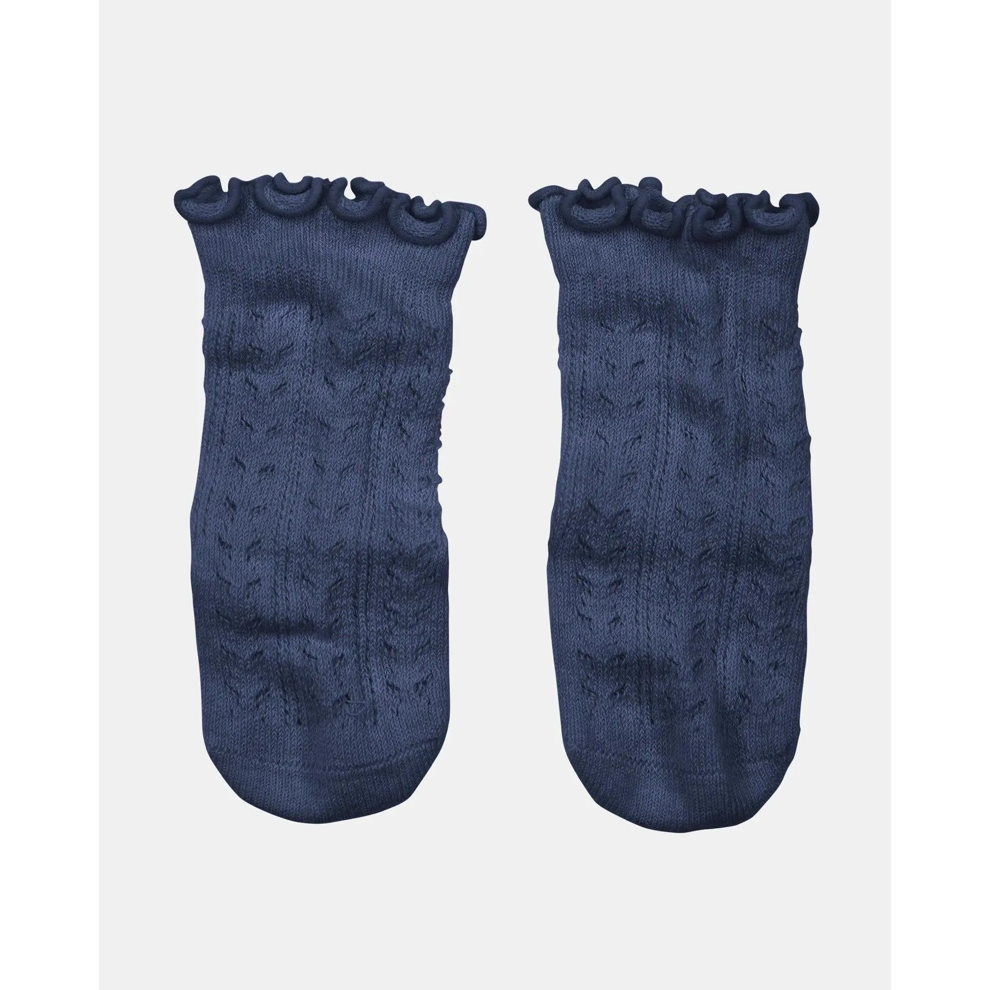 Organic Socks Knee Frilly Lace Ink