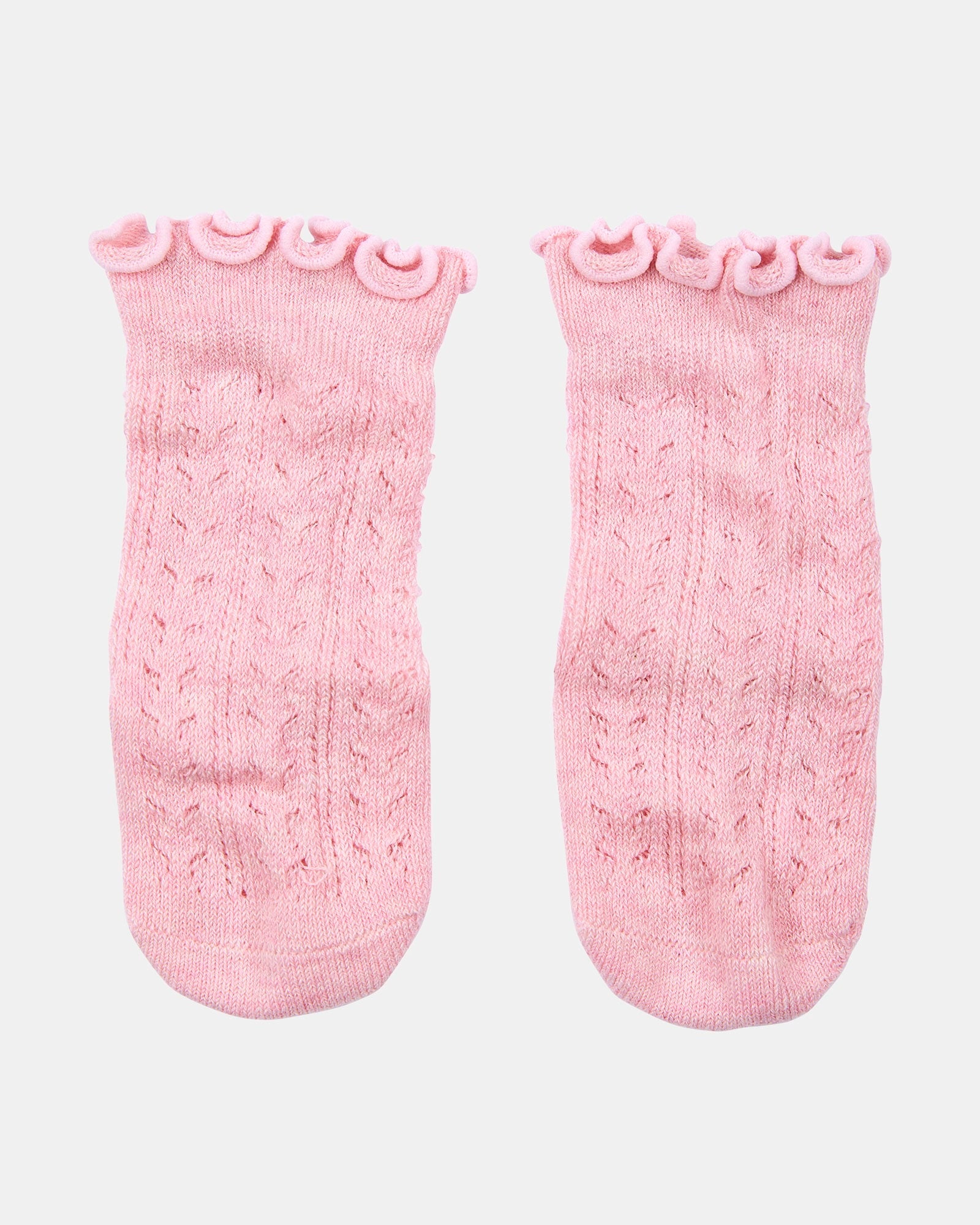 Organic Socks Knee Frilly Lace Misty Rose