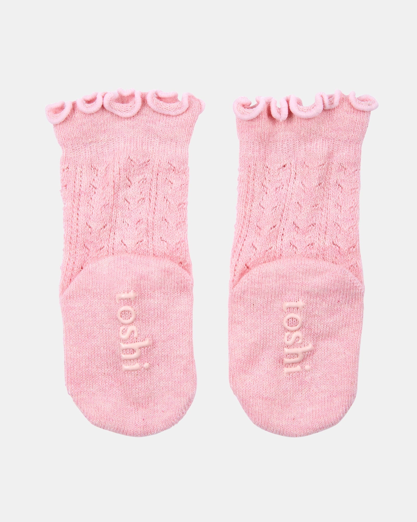 Organic Socks Knee Frilly Lace Misty Rose