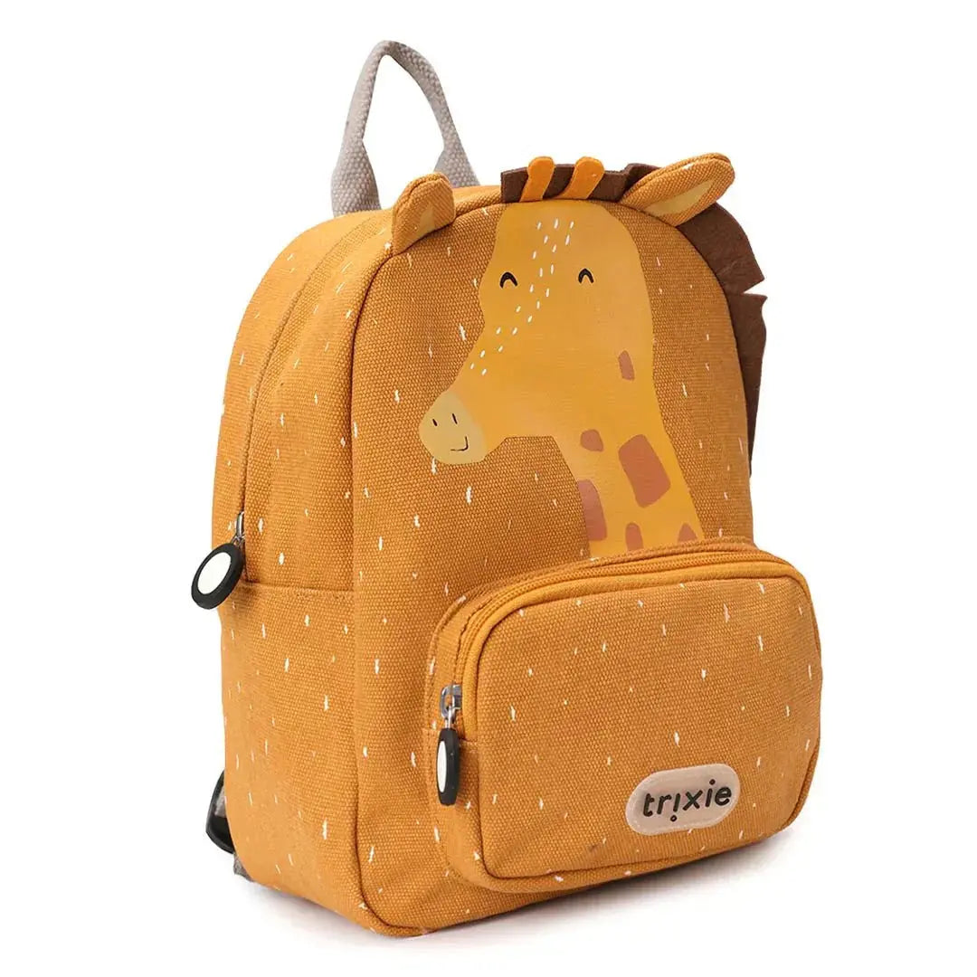 Side view of Trixie Mr. Giraffe backpack – water-repellent recycled cotton