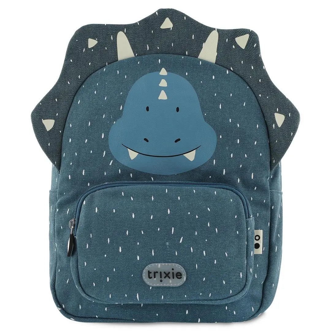 Trixie Mr. Triceratops kids backpack – blue dinosaur character on front panel