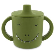 Trixie Mr. Dino silicone sippy cup 200ml – green dinosaur training cup, full view