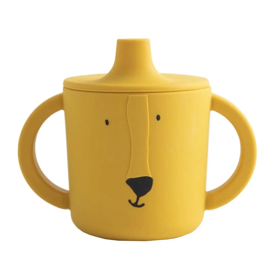 Trixie Mr. Lion silicone sippy cup 200ml – golden lion training cup, full view