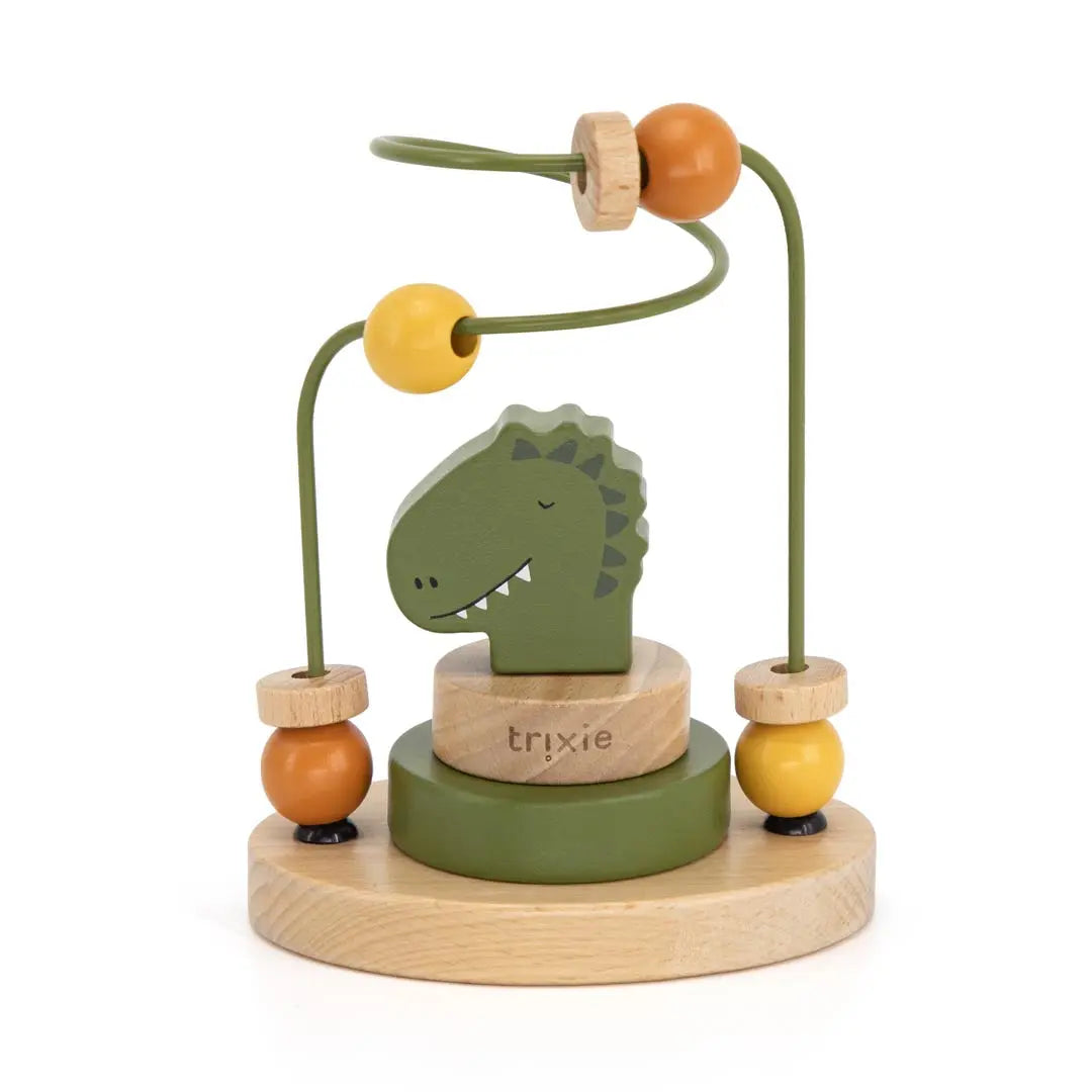 Trixie Mr. Dino wooden beads maze – green dinosaur character on FSC beech wood toy