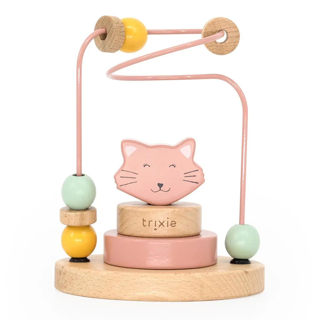 Trixie Mrs. Cat wooden beads maze – pink cat character on FSC beech wood toy