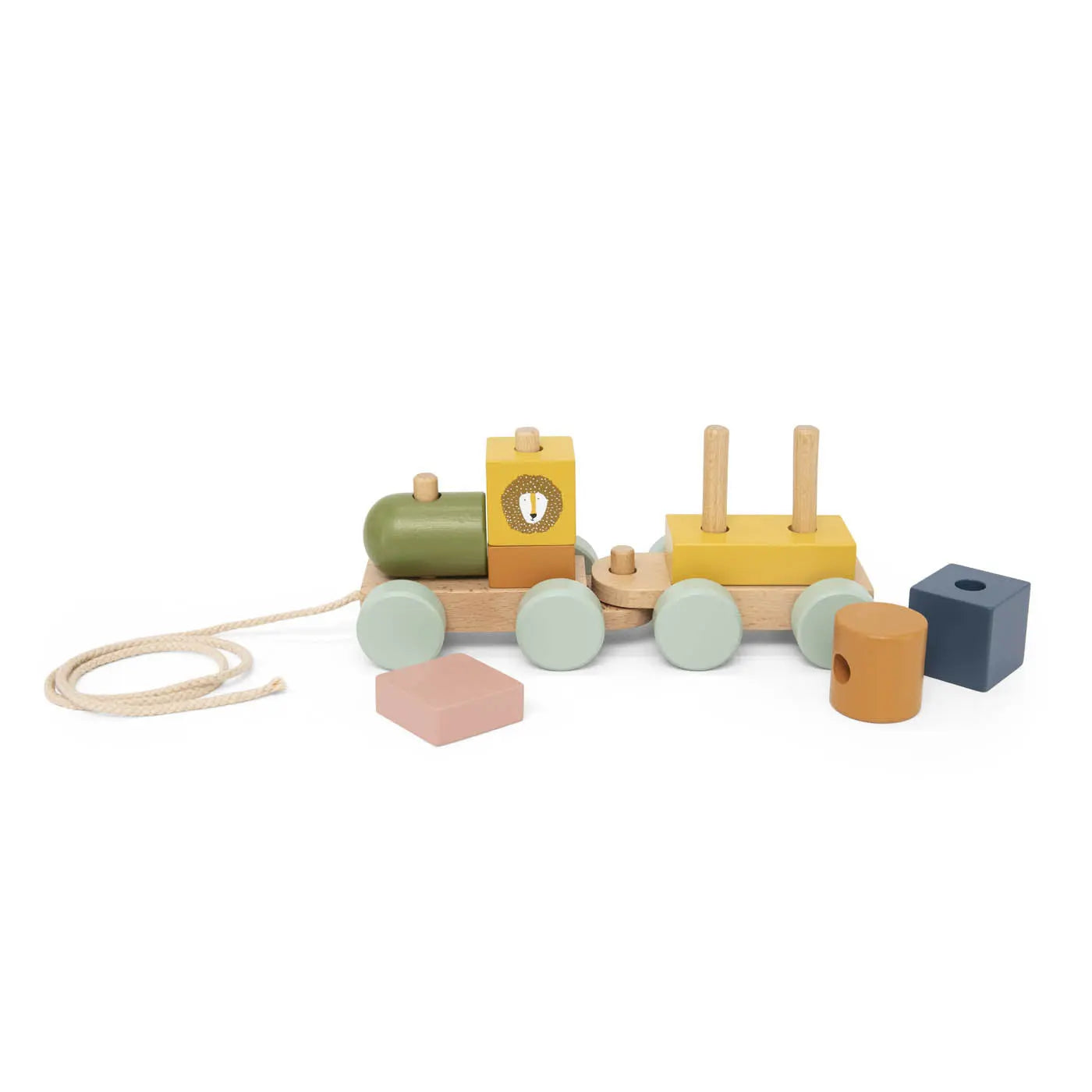 Side view of Trixie Wooden Mini Animal Train – 20.7cm FSC beech wood toddler toy