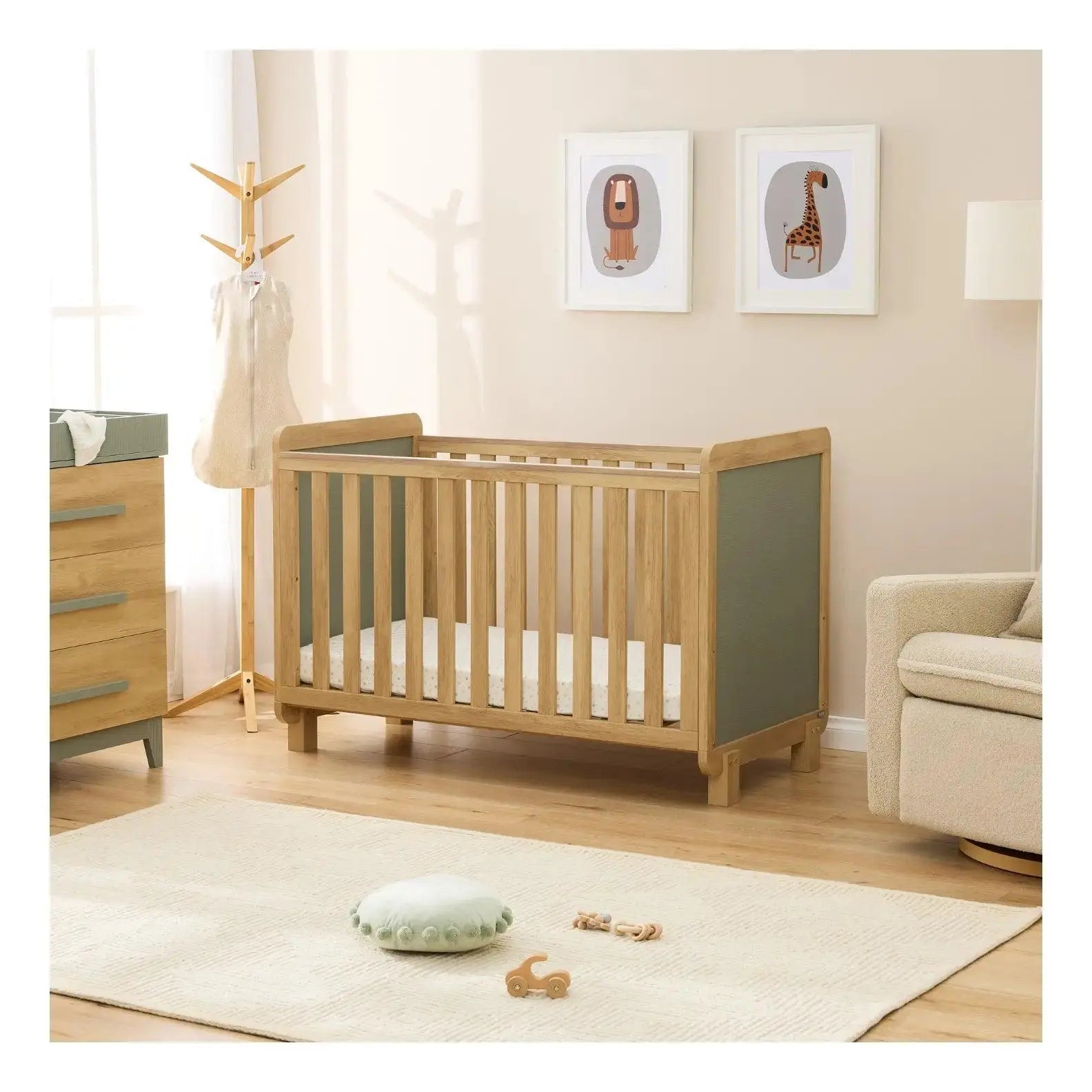 Tutti Bambini Kuba Cot - Sage Weave & Golden Oak
