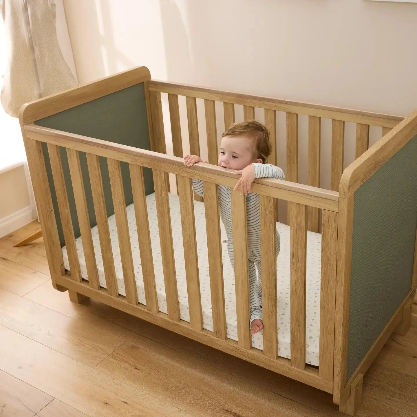 Tutti Bambini Kuba Cot - Sage Weave & Golden Oak