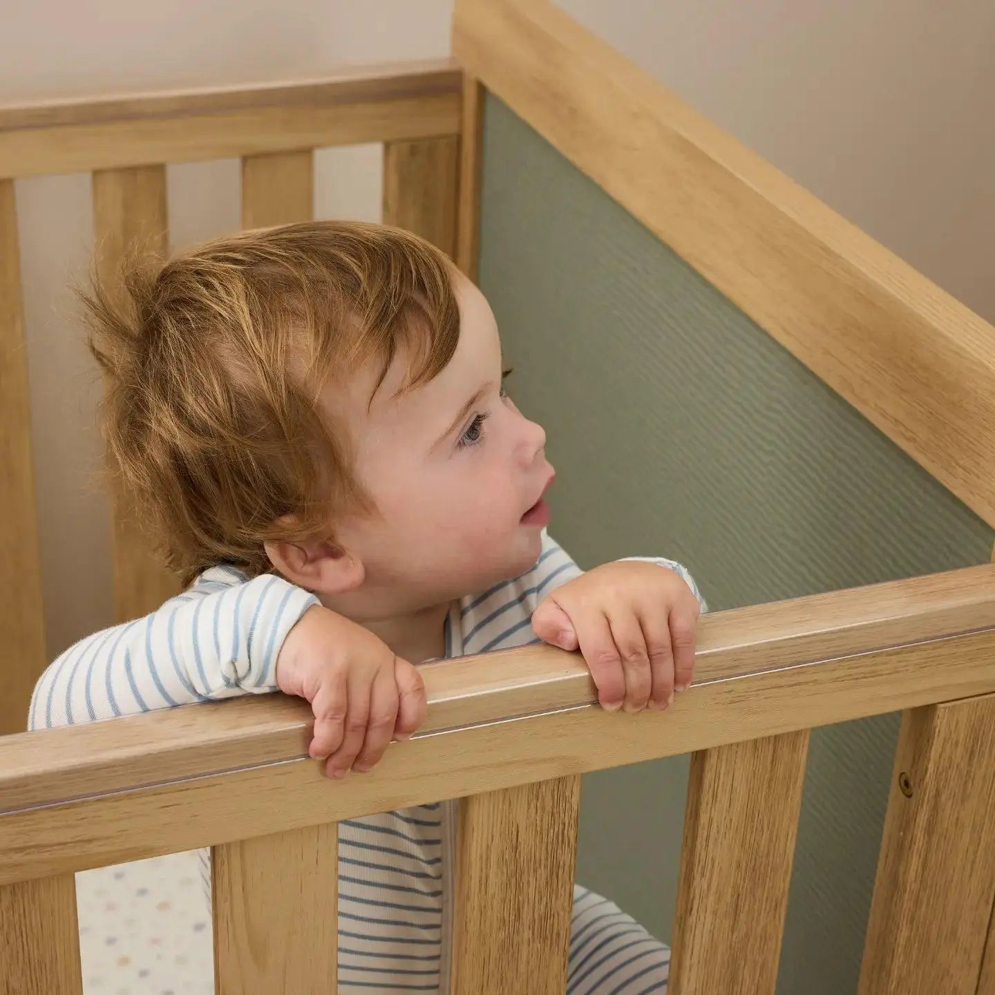 Tutti Bambini Kuba Cot - Sage Weave & Golden Oak