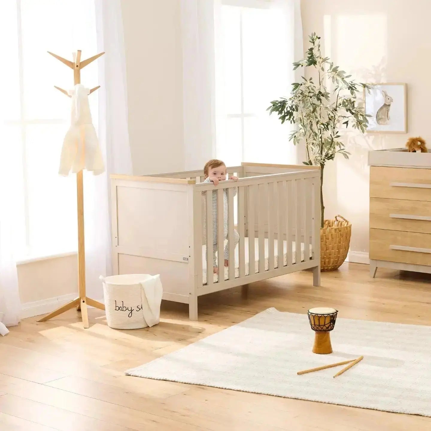 Tutti Bambini Misha Cot Package - Mushroom & Golden Oak