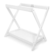UPPAbaby Bassinet Stand in FSC certified timber with the bassinet clicked into place