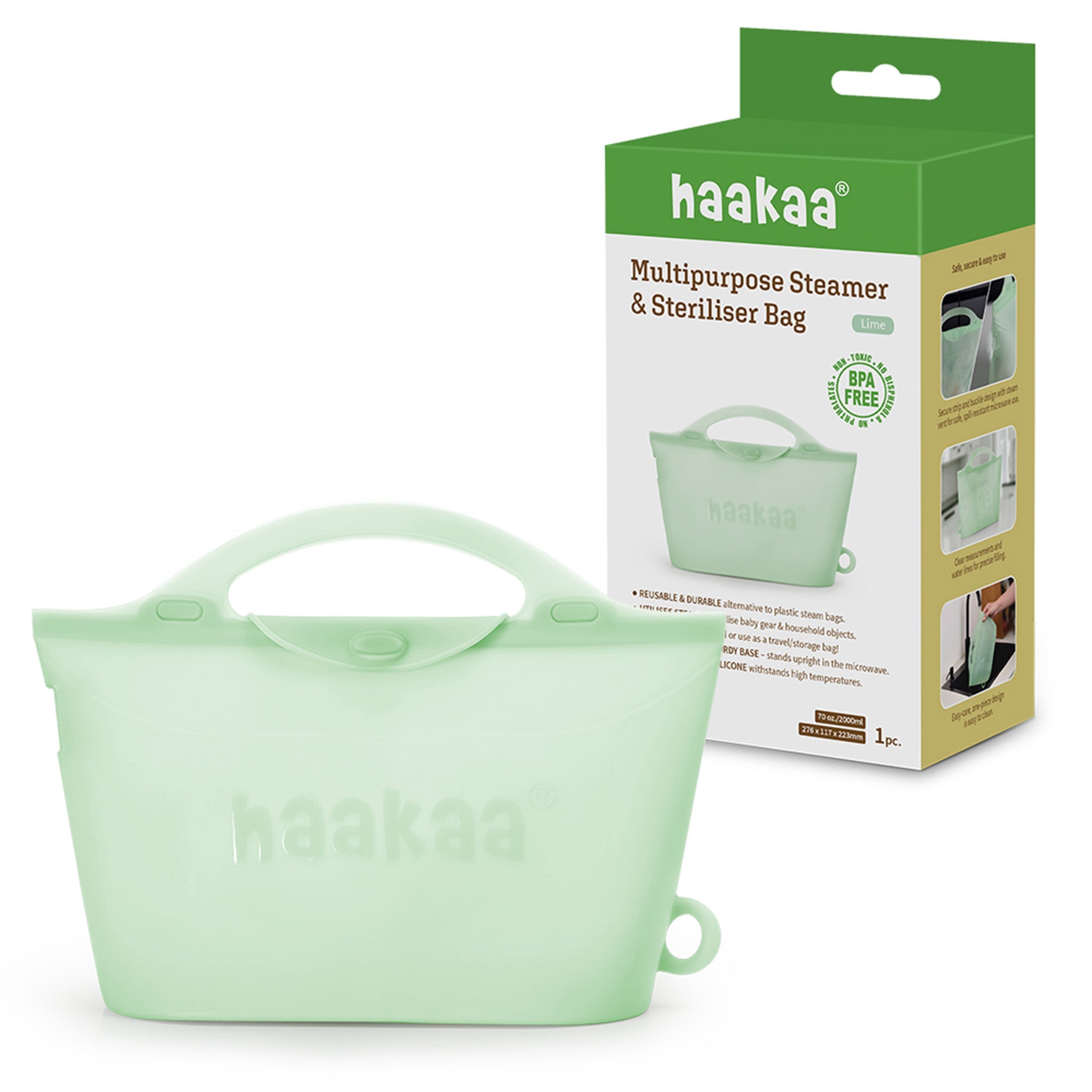 Haakaa Multipurpose Steamer & Steriliser Bag- Lime