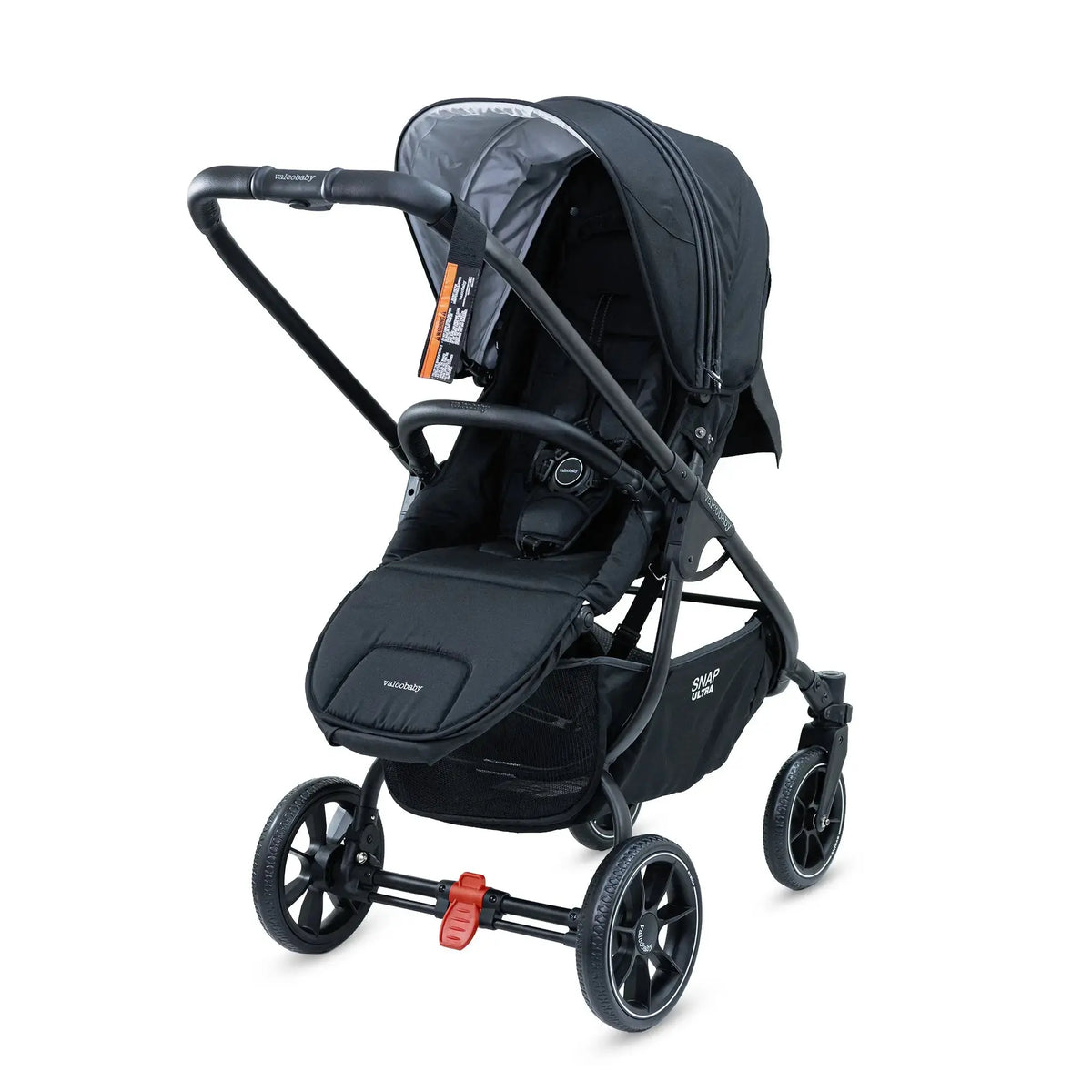 Valco Baby Snap Ultra Series2 pram in Pitch — full view showing reversible seat and Evalite wheels