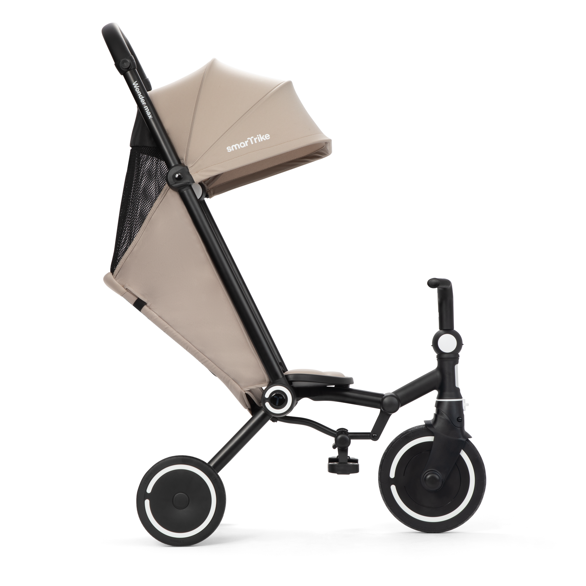 smarTrike Wonder Max Stone Beige in stroller mode, suitable from 6 months with parent steering