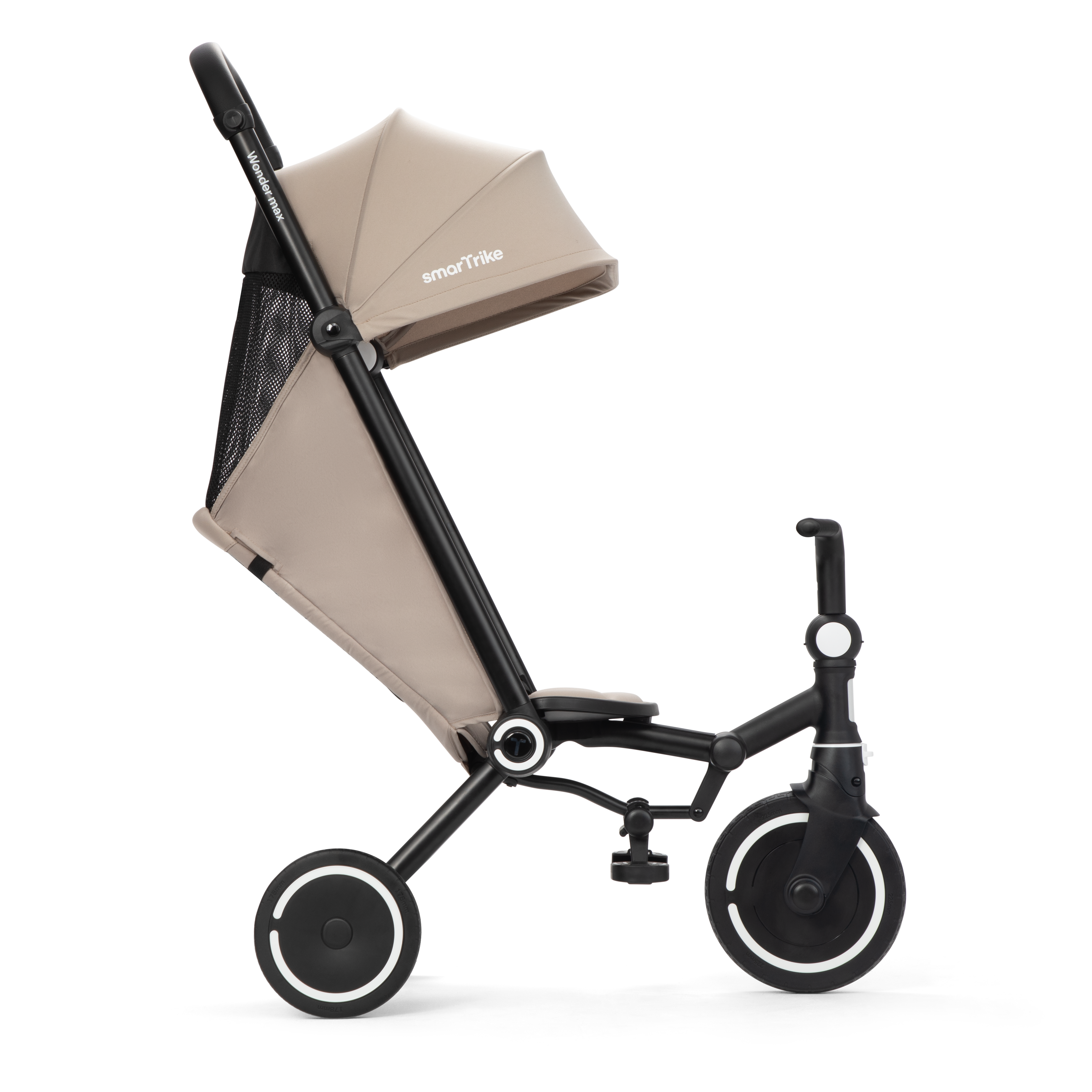smarTrike Wonder Max Stone Beige in stroller mode, suitable from 6 months with parent steering