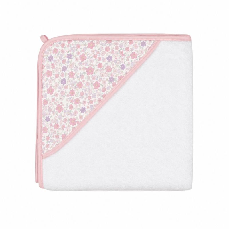 ALL4ELLA organic hooded towel in Blossom print laid open