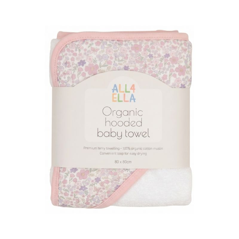 Blossom organic baby hooded towel folded