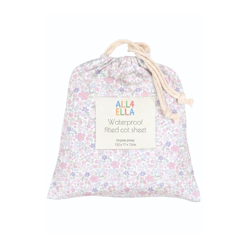 ALL4ELLA waterproof fitted cot sheet in Blossom floral print