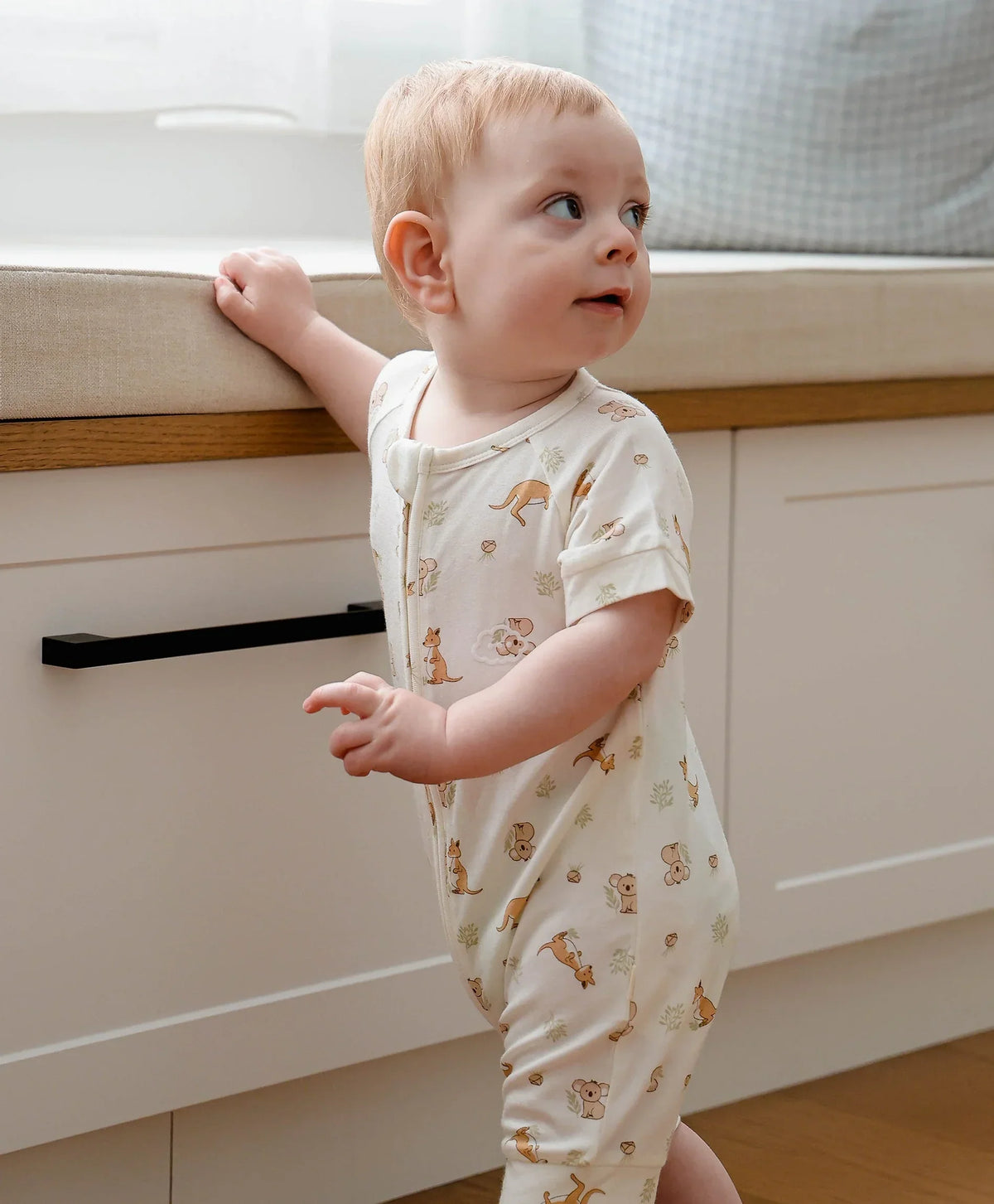Lummi in Colour bamboo romper zip detail