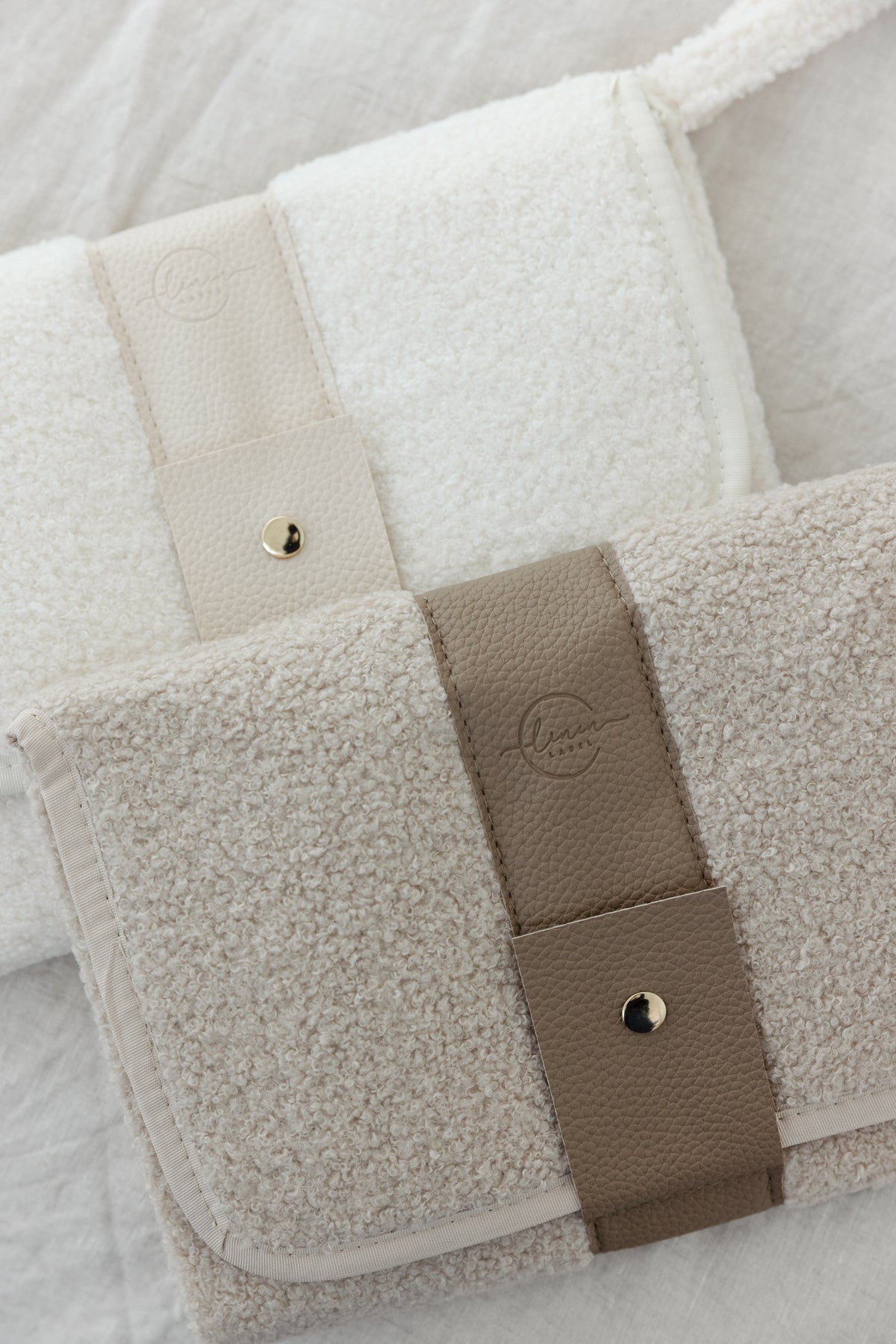 Linen Label teddy change mat wallet opened flat as a padded change mat