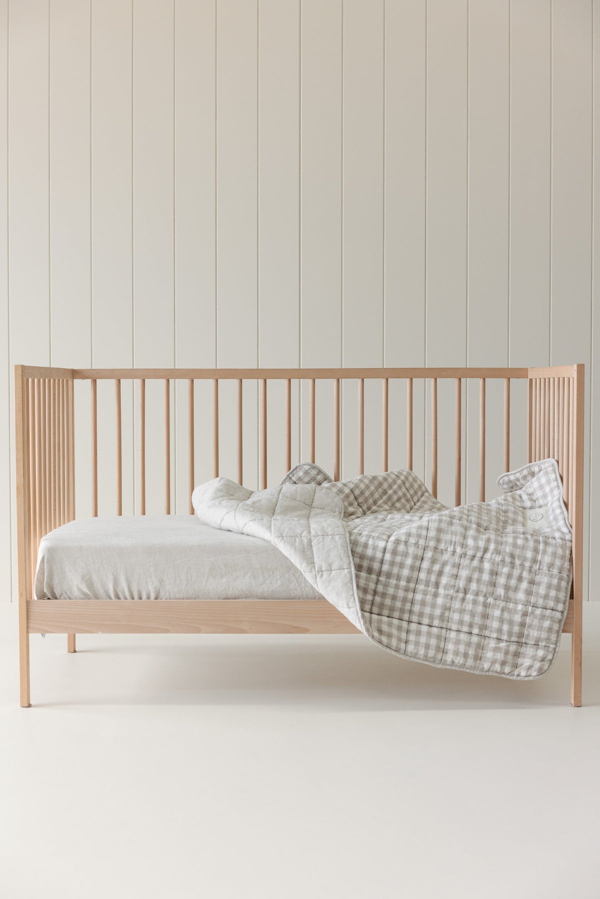Linen Label rectangle toddler blanket and play mat in Natural Gingham and Oat