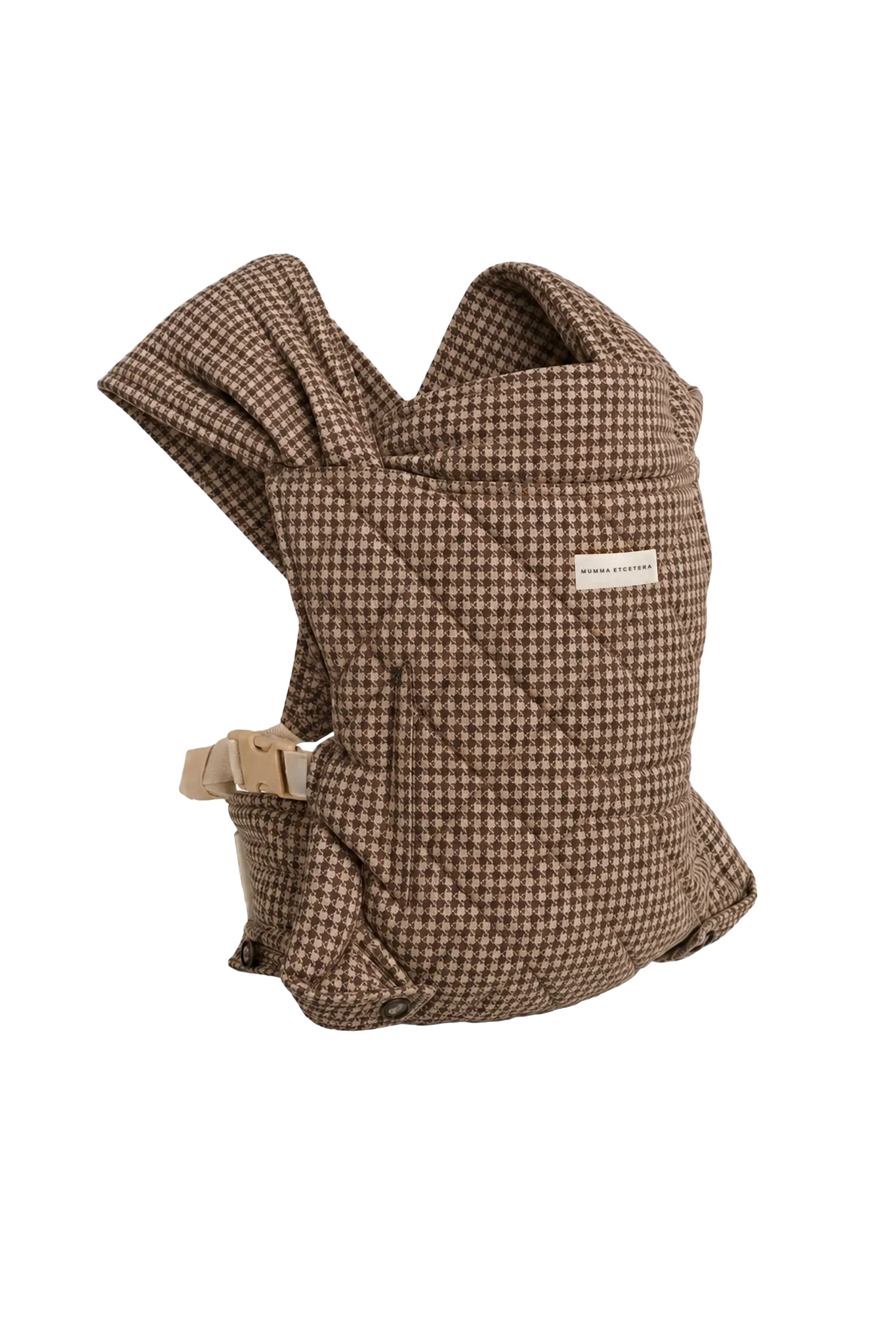 Mumma Etcetera Daily Carrier in Arista houndstooth, quilted body panel and crossed shoulder straps