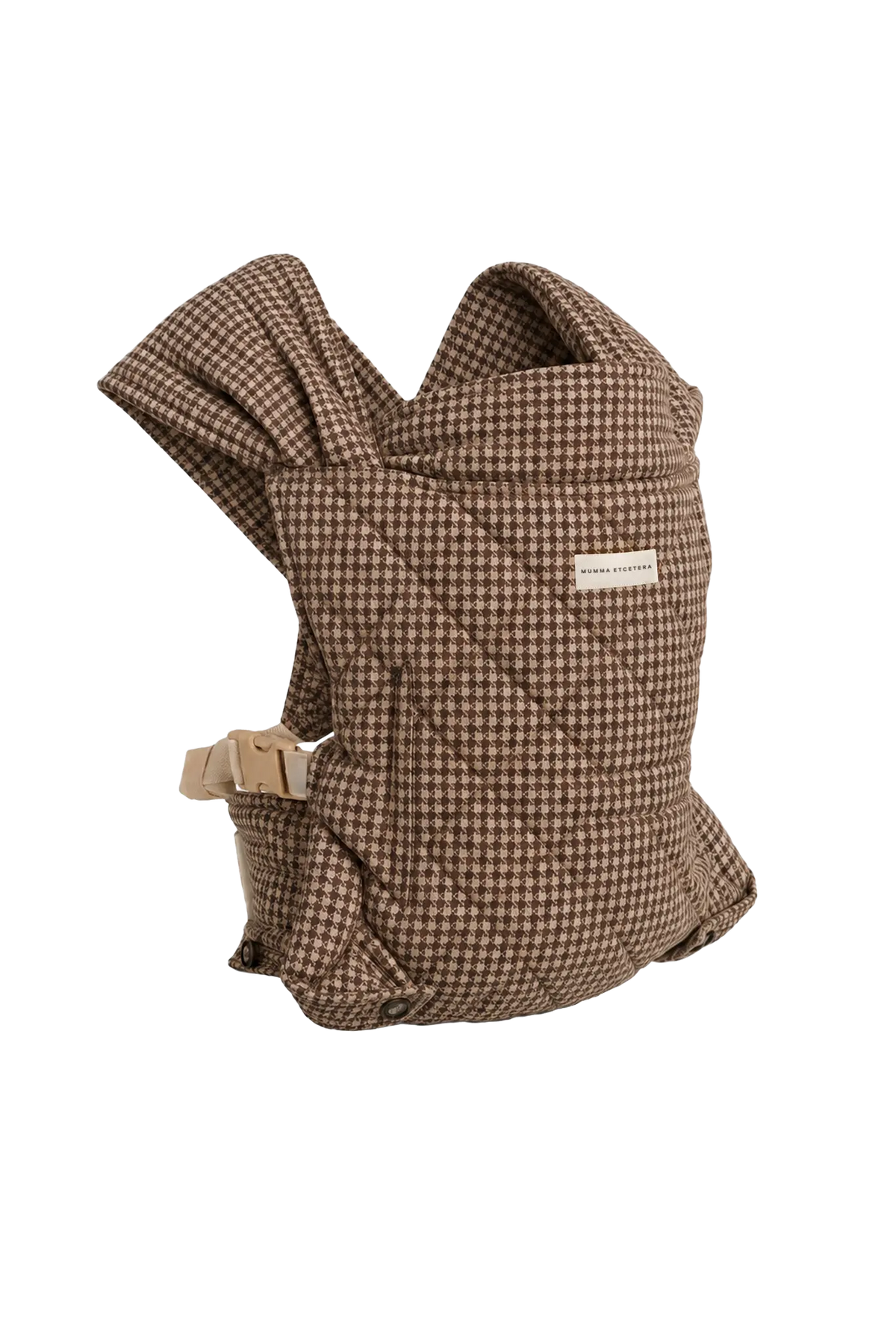 Mumma Etcetera Daily Carrier in Arista houndstooth, quilted body panel and crossed shoulder straps