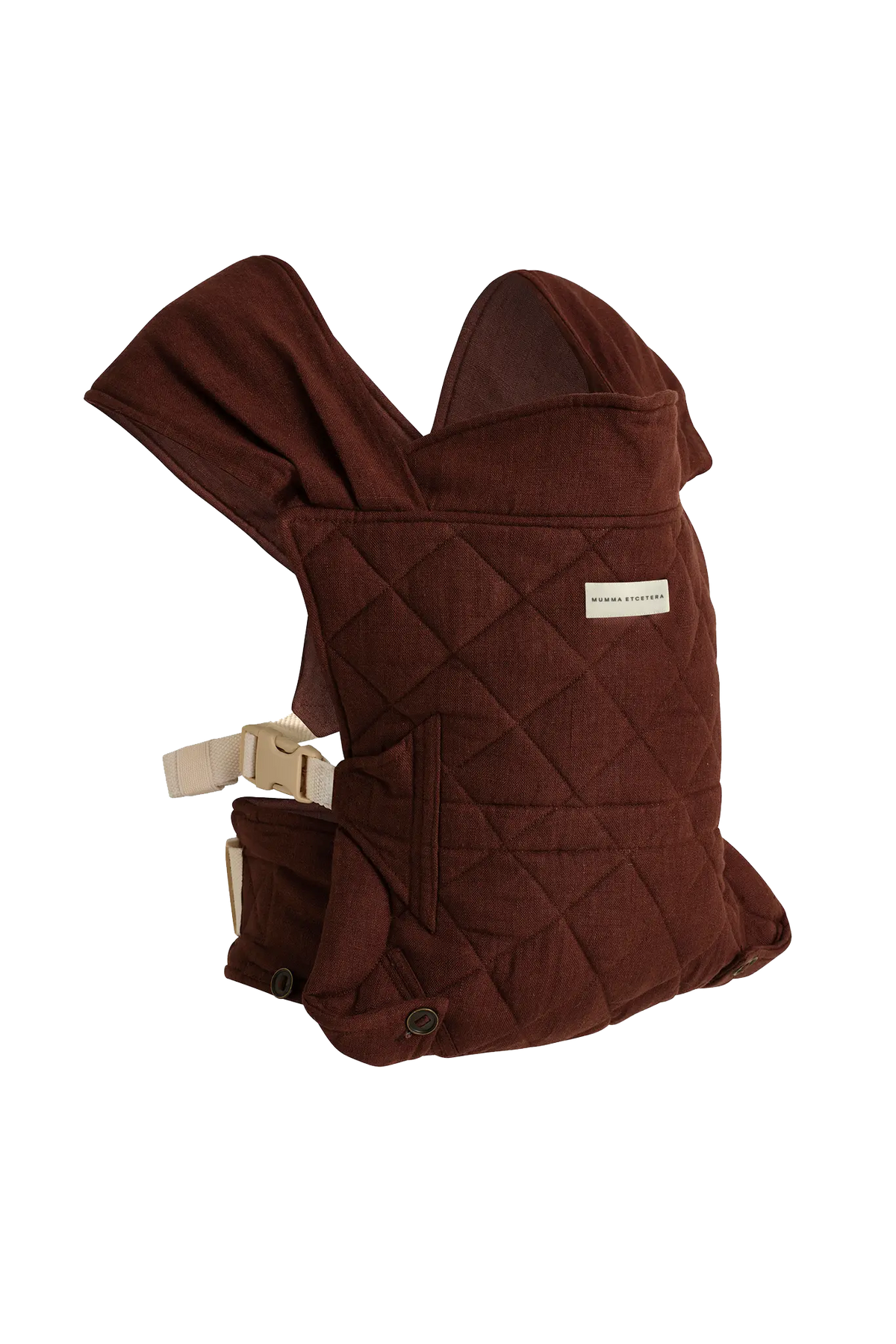 Mumma Etcetera Daily Carrier in Coco, deep chocolate handwoven linen baby carrier
